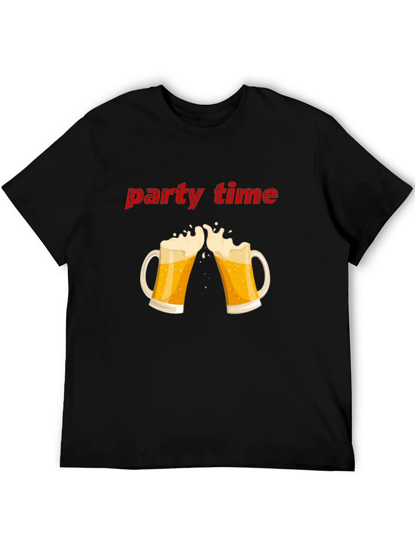 Party Time Beer Toast Graphic T-Shirt - Black