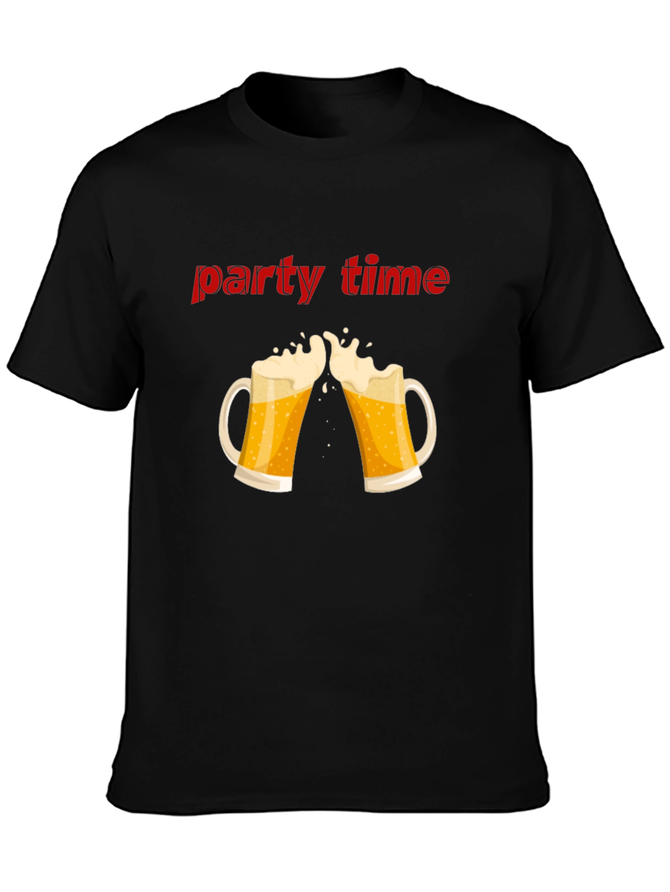 Party Time Beer Toast Graphic T-Shirt - Black