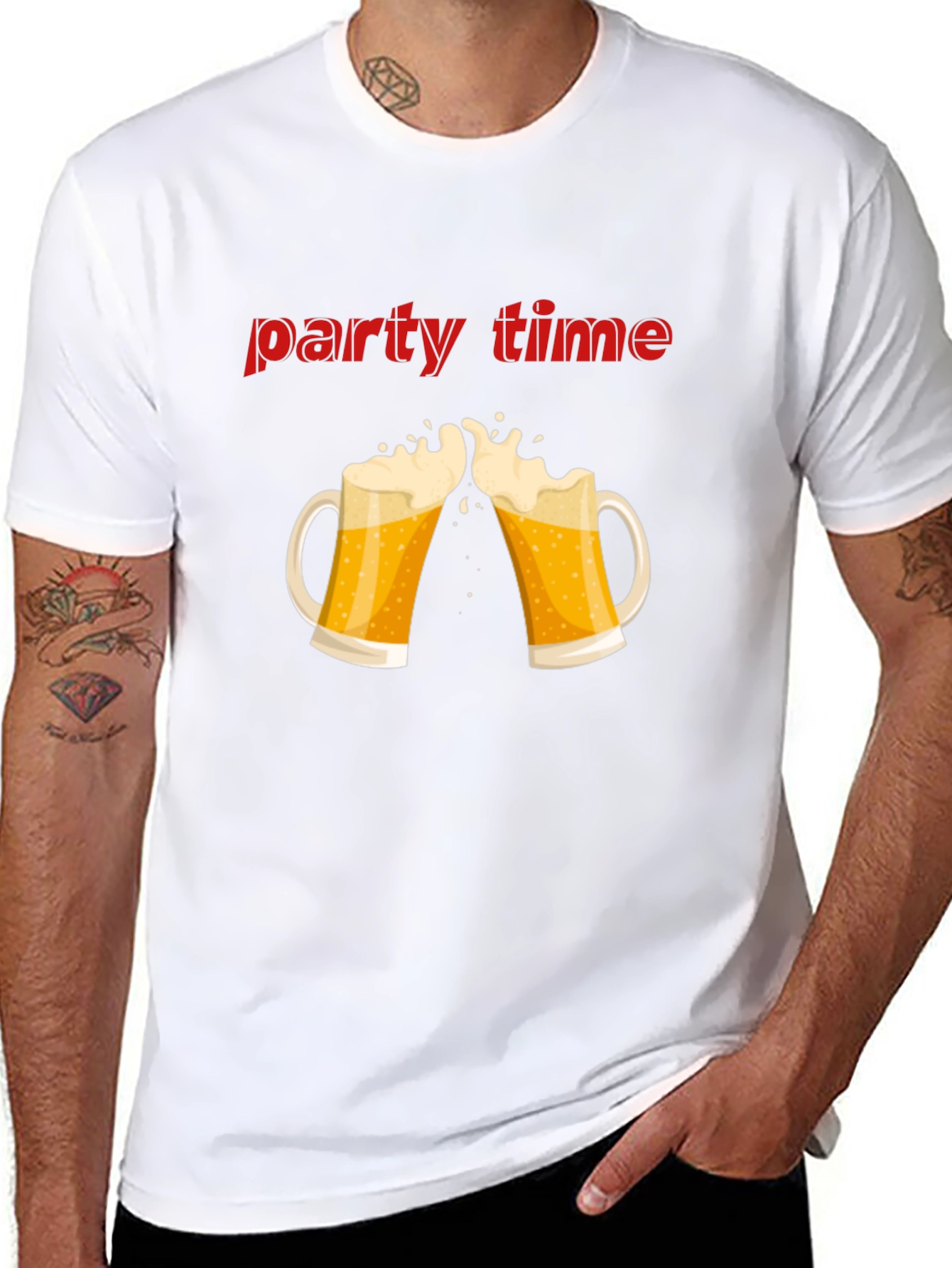 Party Time Beer Toast Graphic T-Shirt - Black