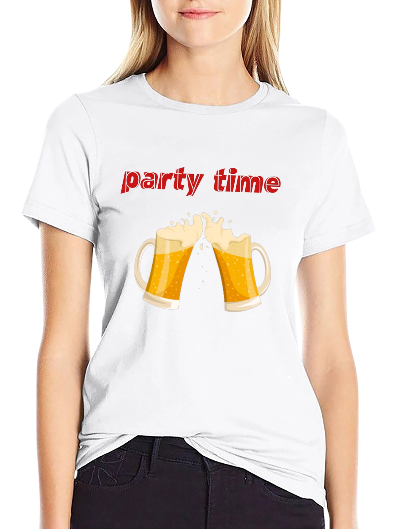 Party Time Beer Toast Graphic T-Shirt - Black
