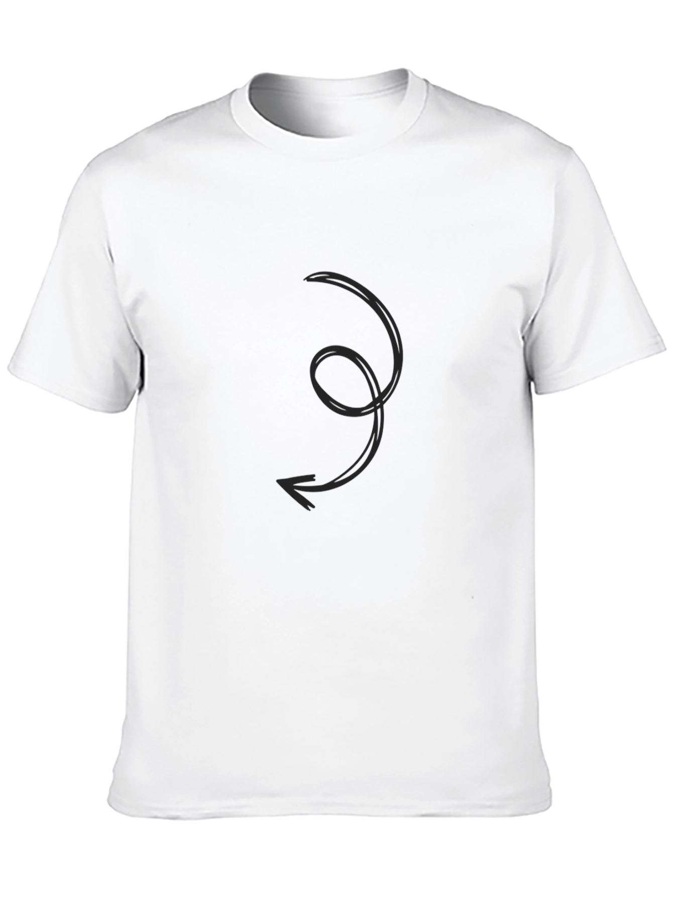Mens Black Graphic Tee - Swirl Arrow Design