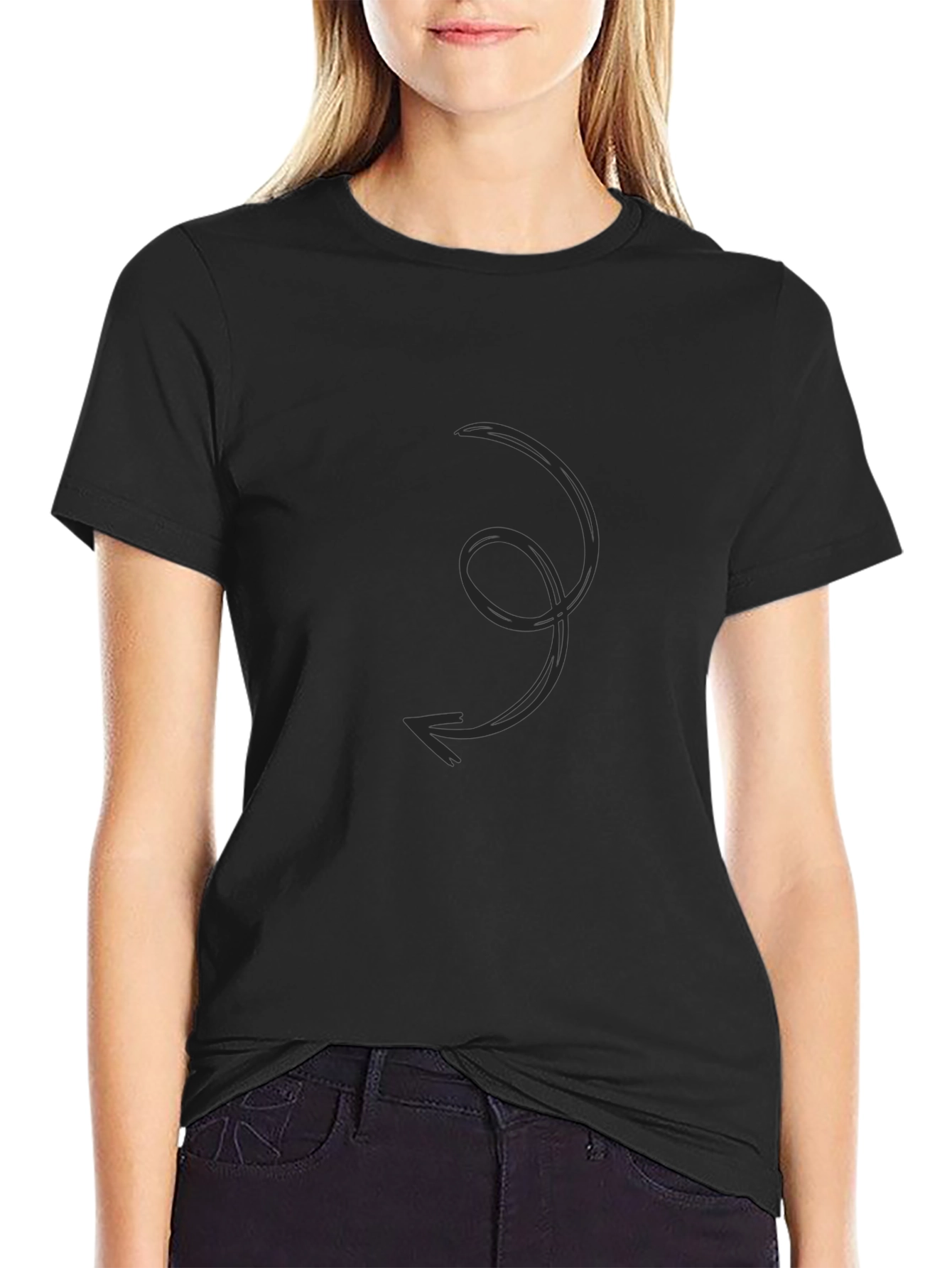 Mens Black Graphic Tee - Swirl Arrow Design