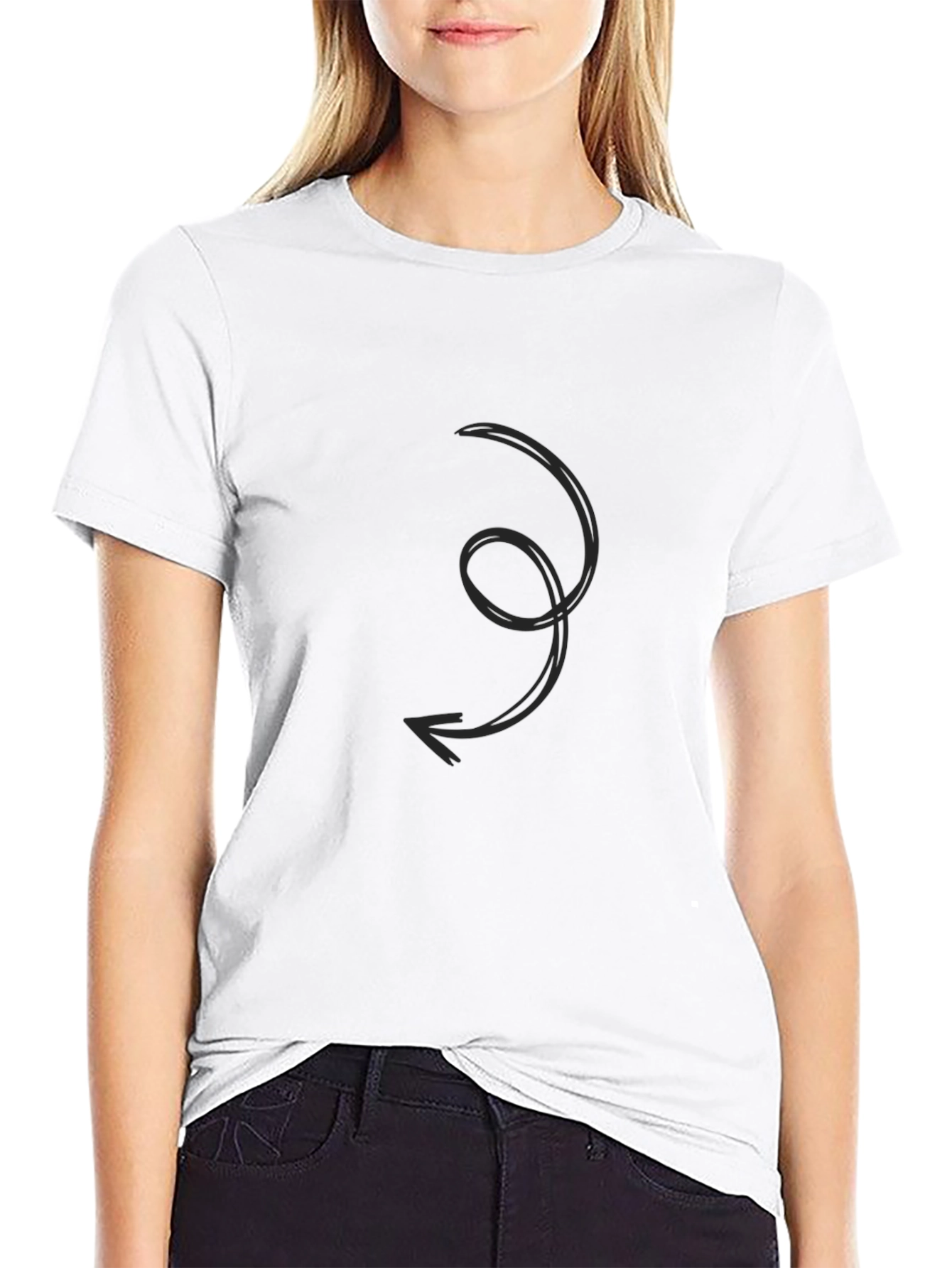 Mens Black Graphic Tee - Swirl Arrow Design