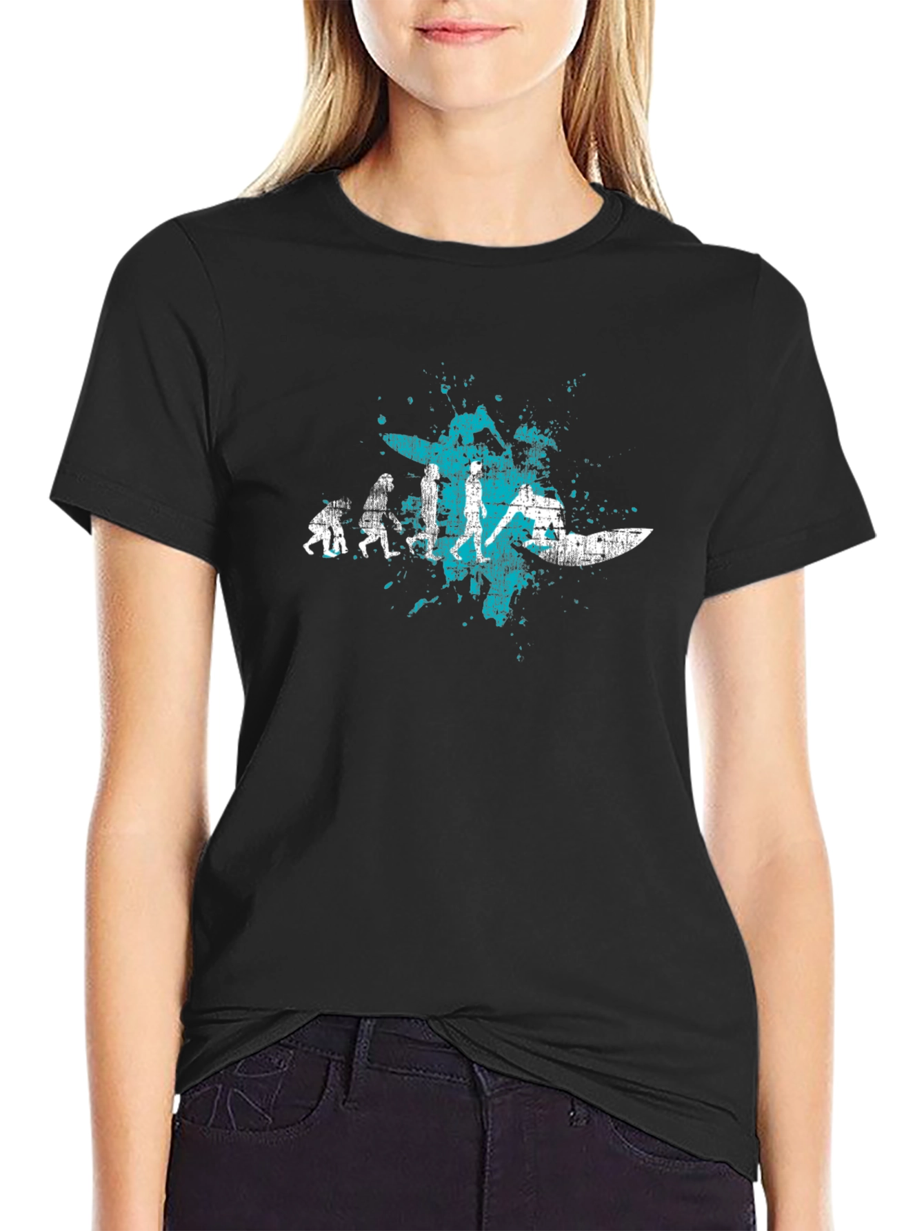 Evolution of Surfing T-Shirt | Black Tee