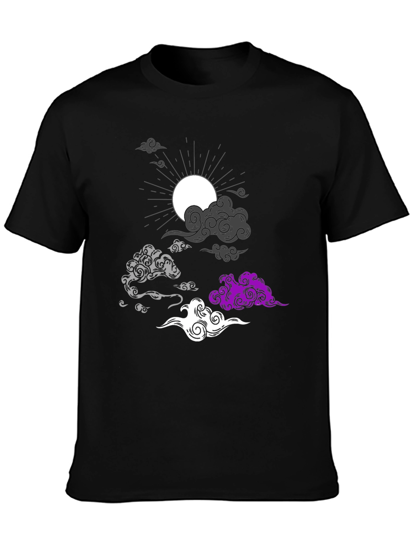 Asexual Pride Clouds Black T-Shirt