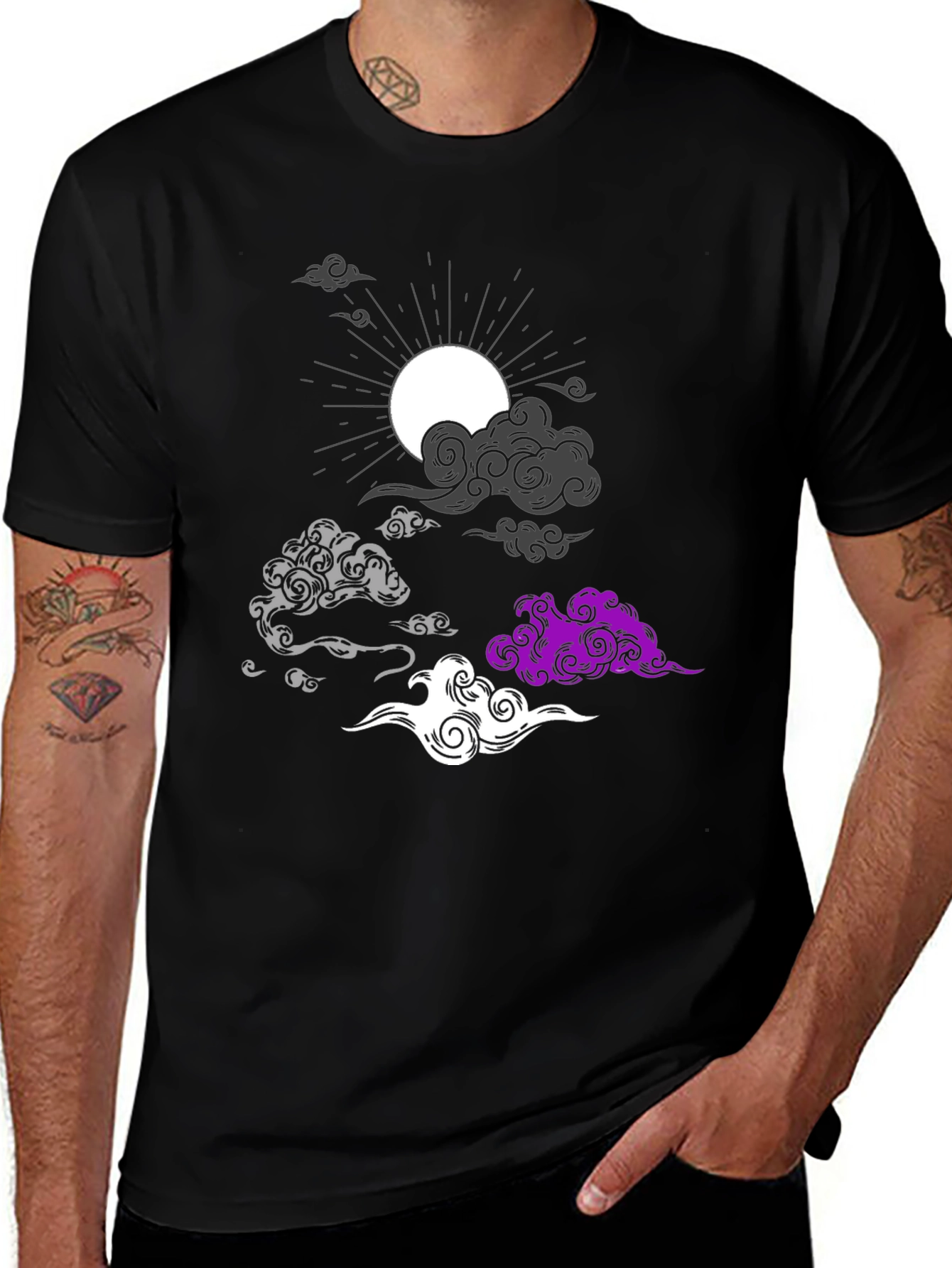 Asexual Pride Clouds Black T-Shirt