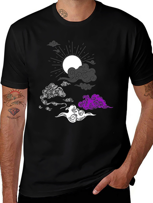 Asexual Pride Clouds Black T-Shirt