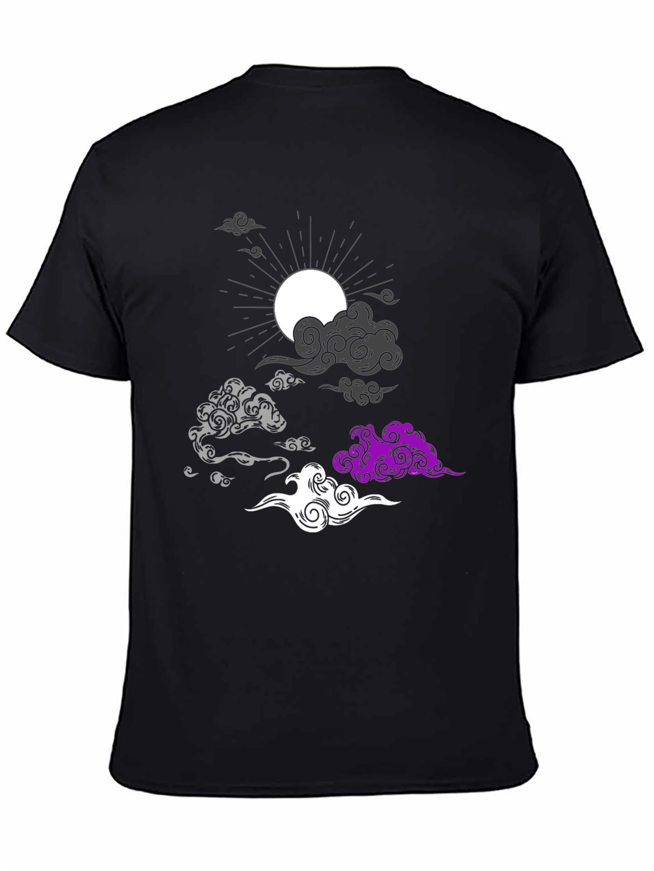 Asexual Pride Clouds Black T-Shirt