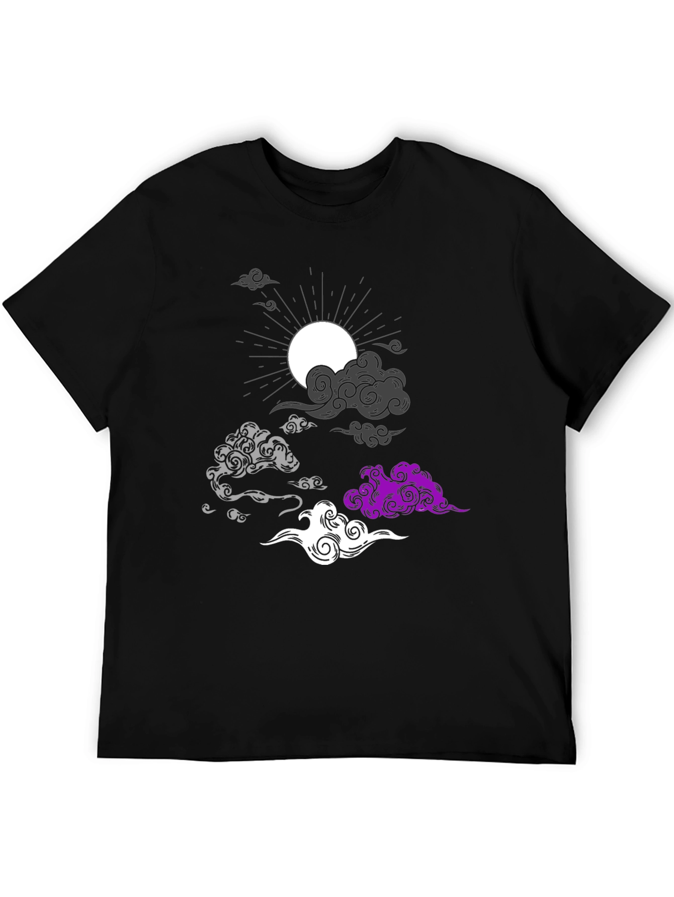 Asexual Pride Clouds Black T-Shirt