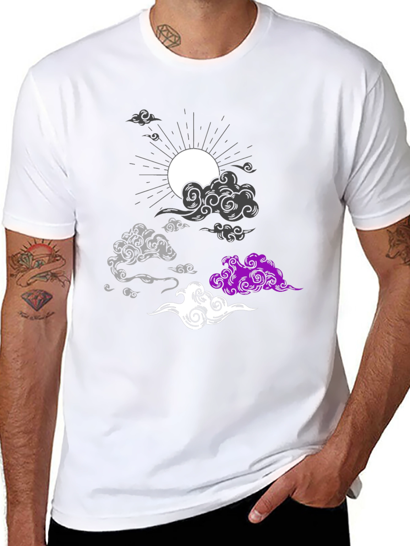 Asexual Pride Clouds Black T-Shirt