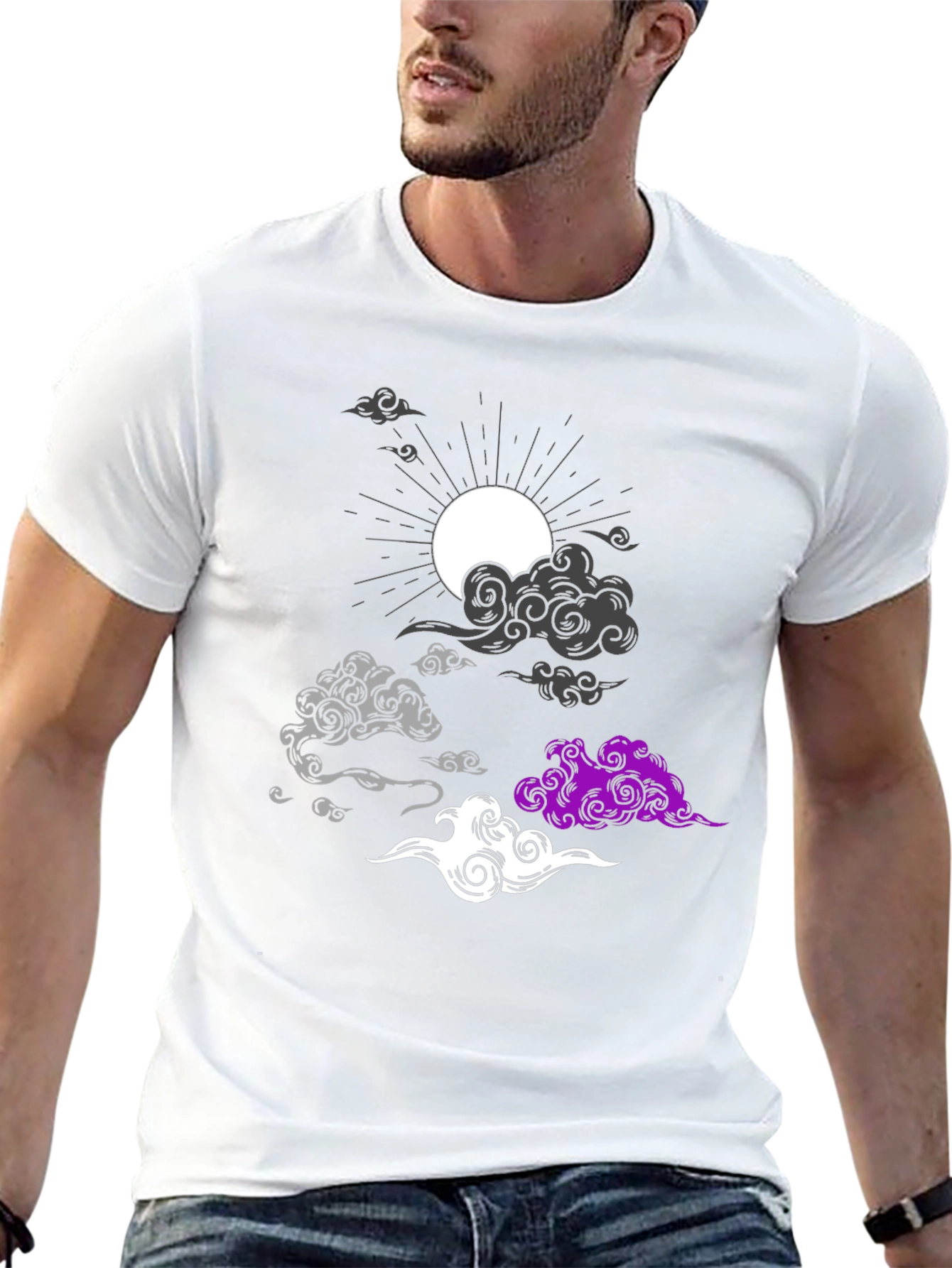 Asexual Pride Clouds Black T-Shirt