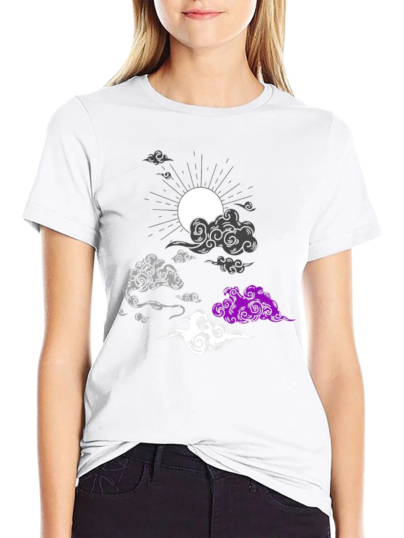 Asexual Pride Clouds Black T-Shirt