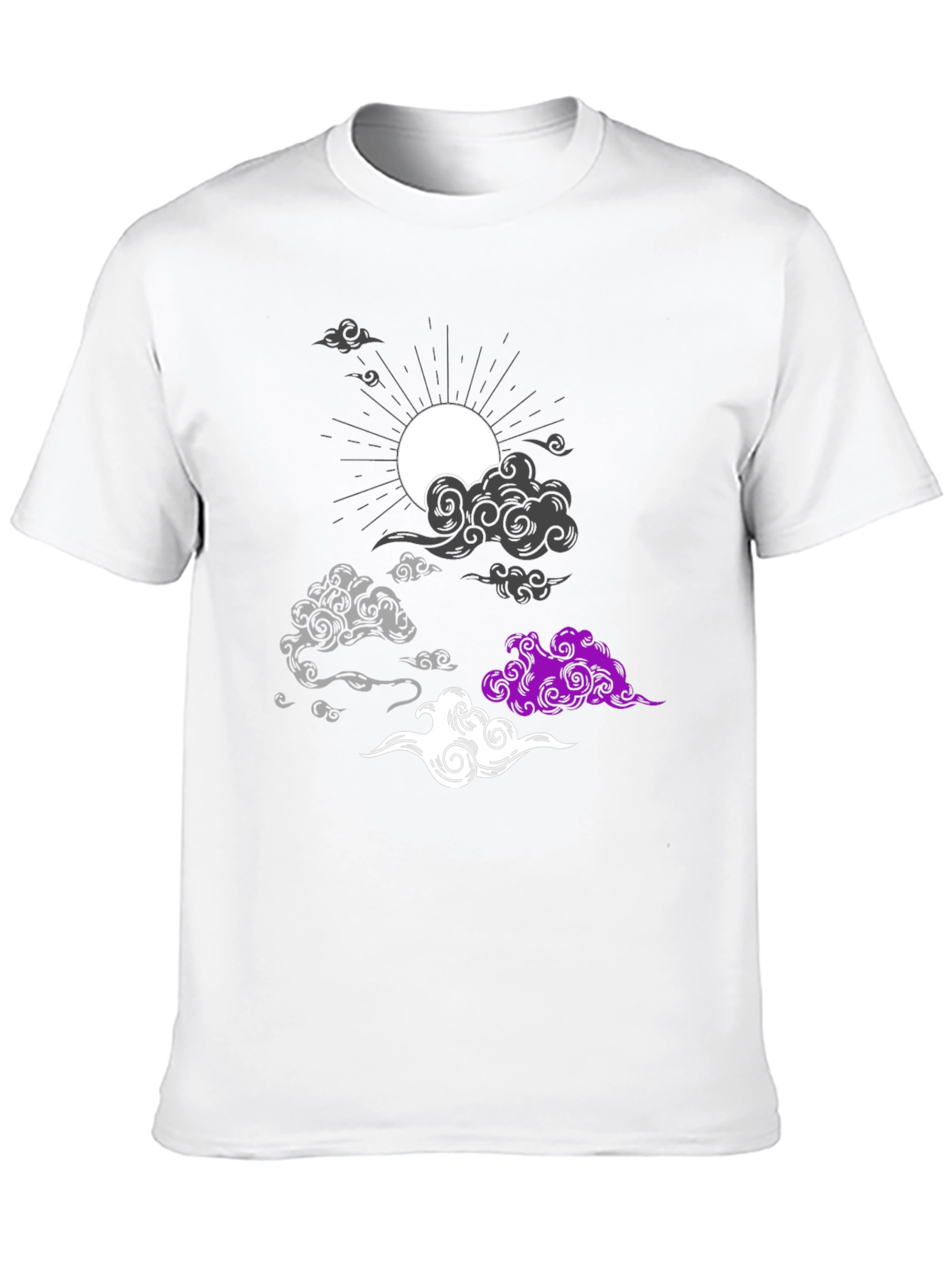 Asexual Pride Clouds Black T-Shirt