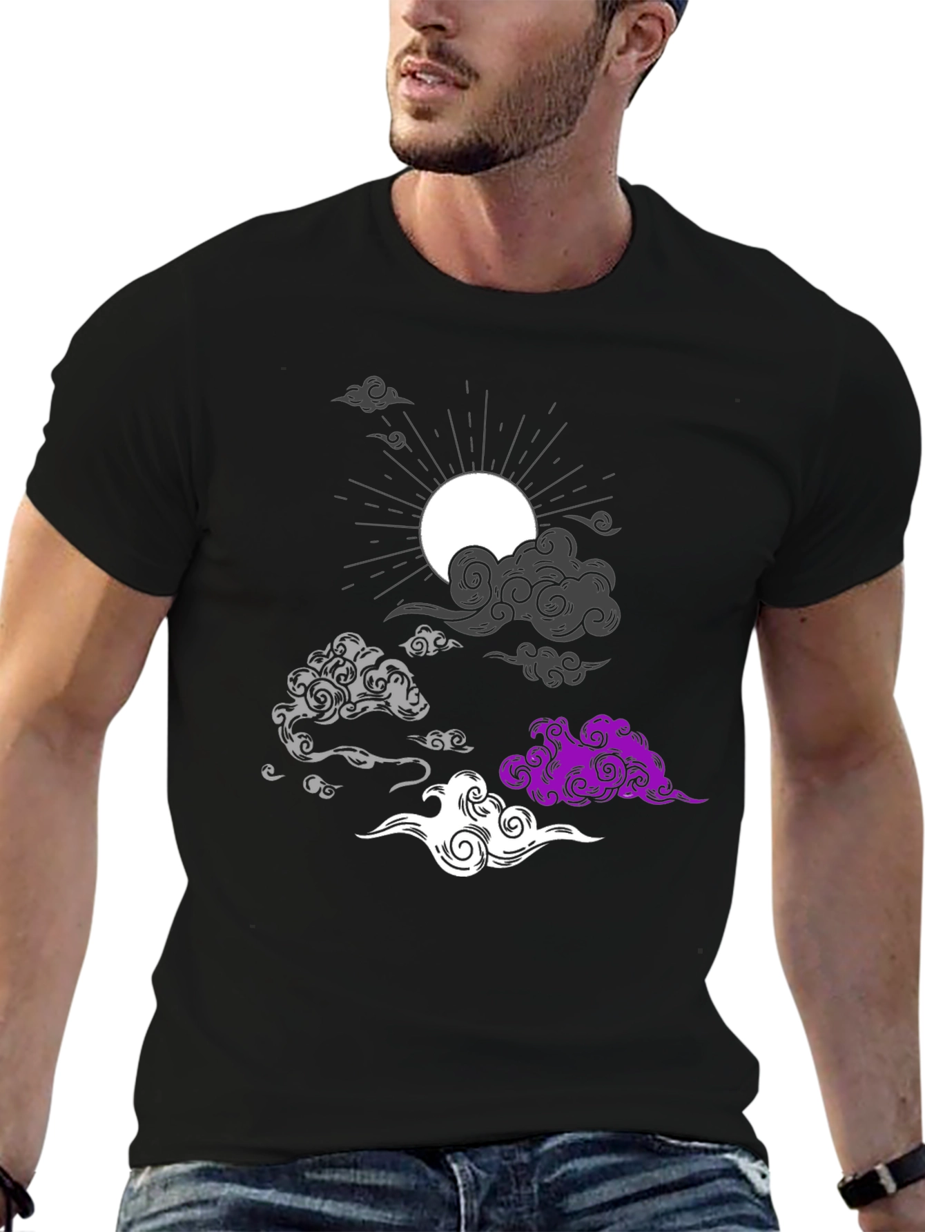 Asexual Pride Clouds Black T-Shirt