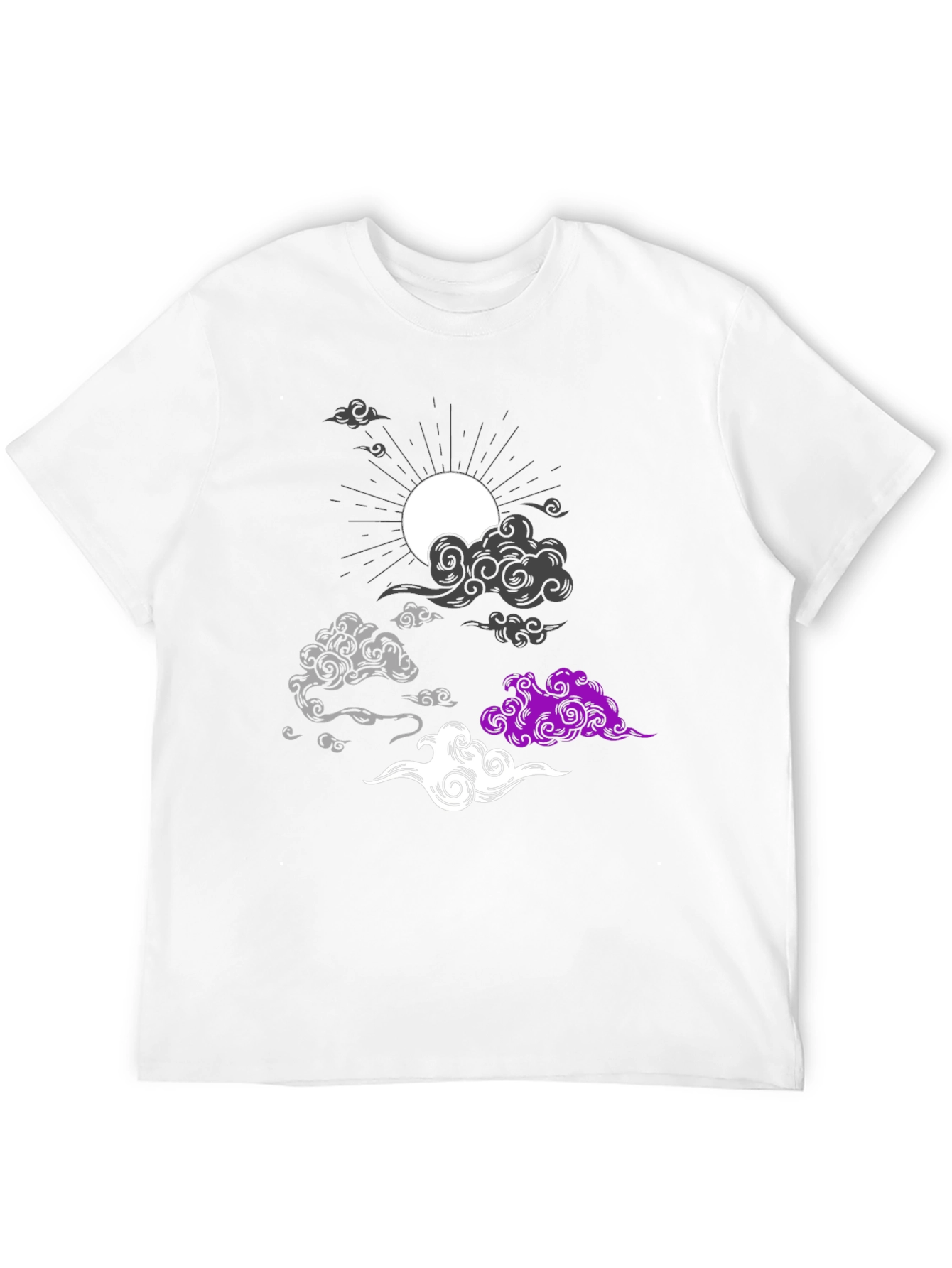 Asexual Pride Clouds Black T-Shirt