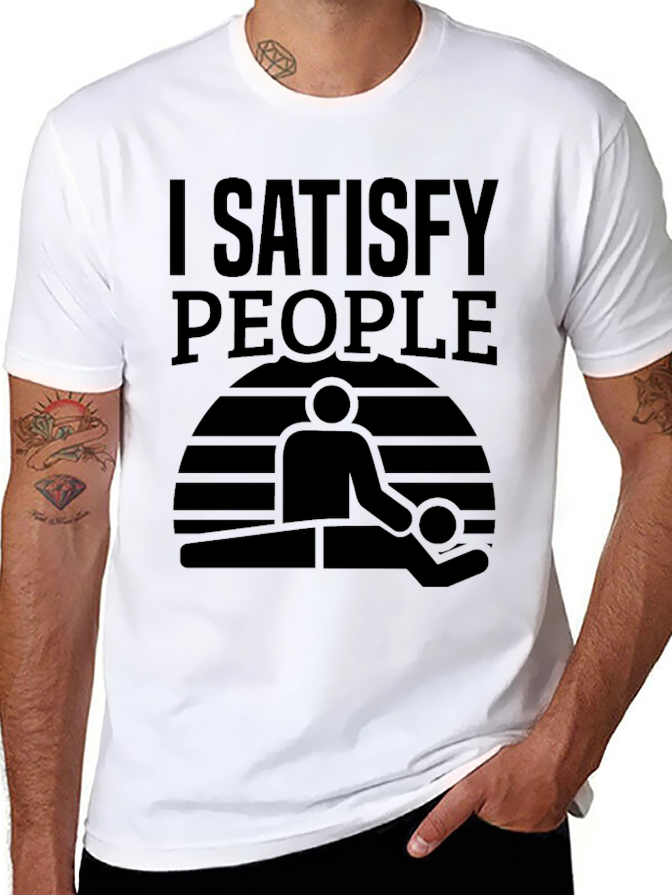 I Satisfy People Massage T-Shirt - Black Graphic Tee