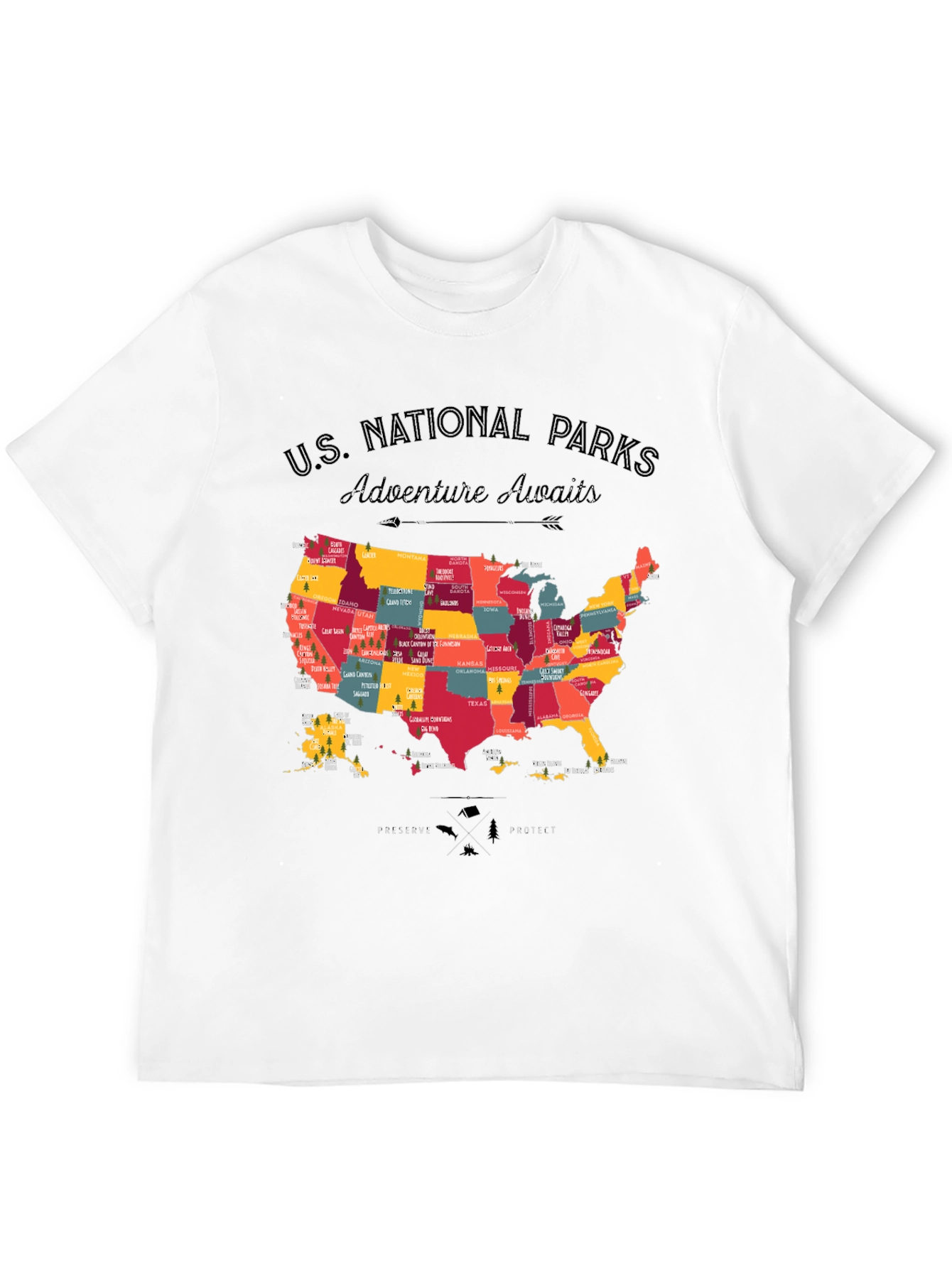 US National Parks Adventure Awaits Black T-Shirt