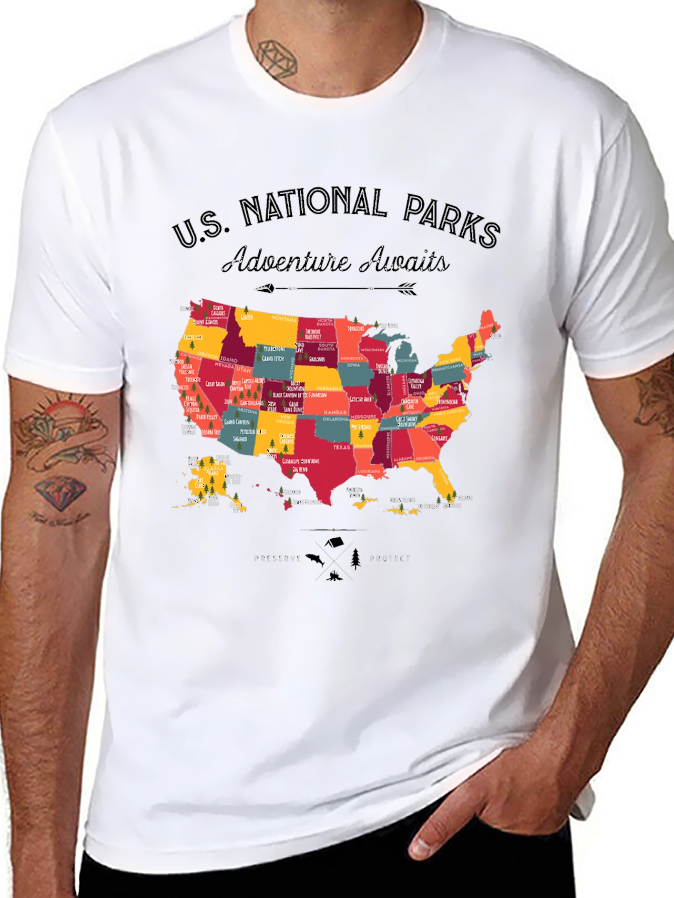 US National Parks Adventure Awaits Black T-Shirt