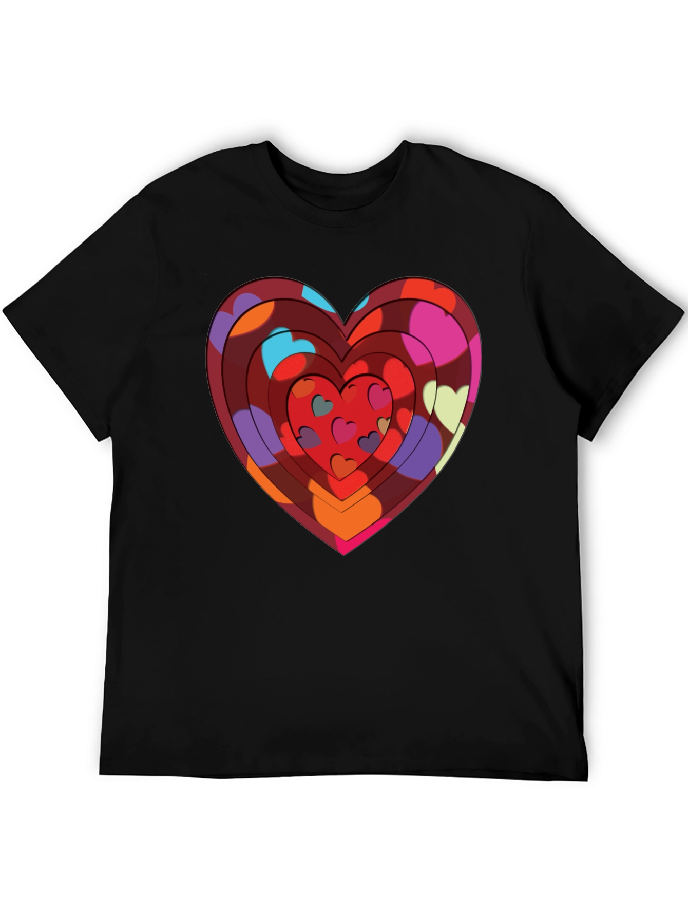 Heart Print Black T-Shirt: Bold & Stylish Design