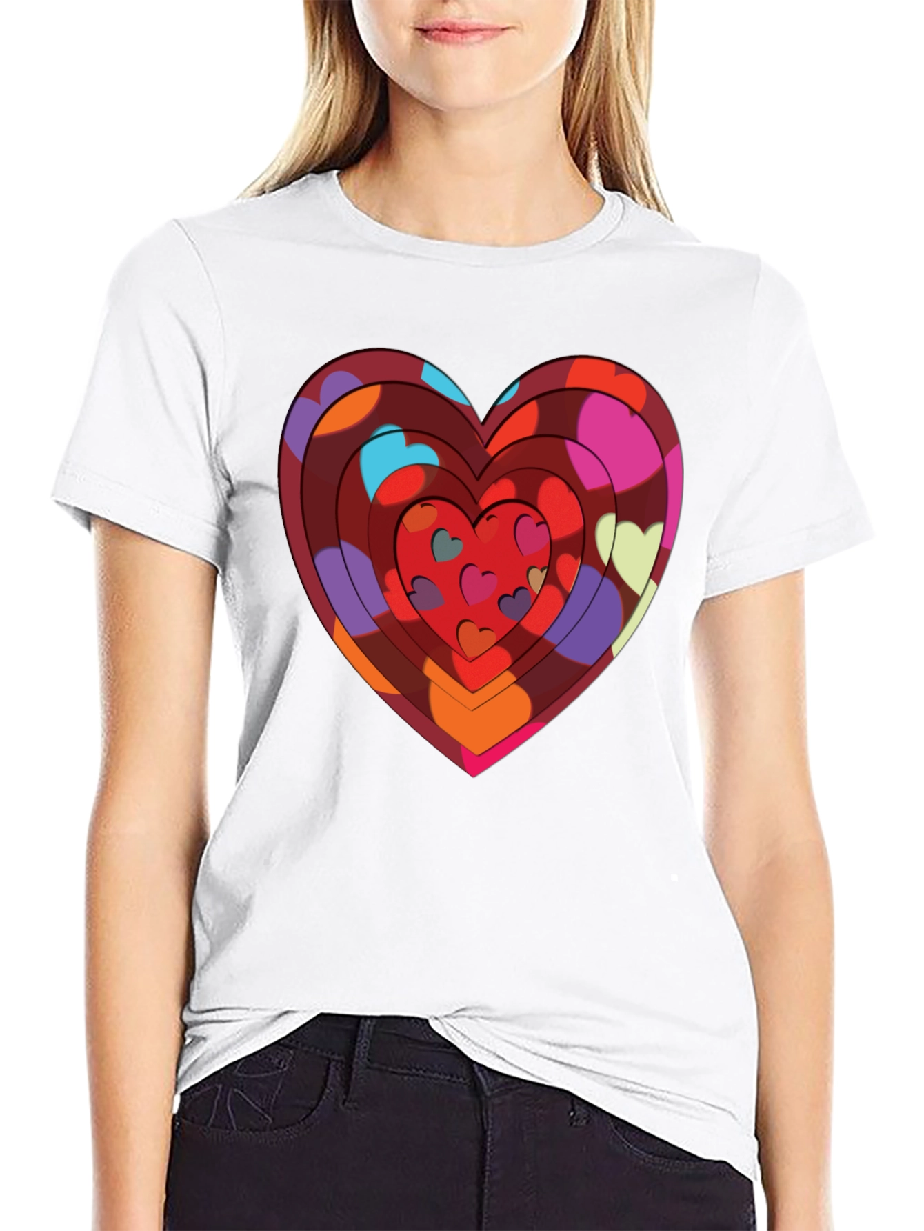 Heart Print Black T-Shirt: Bold & Stylish Design