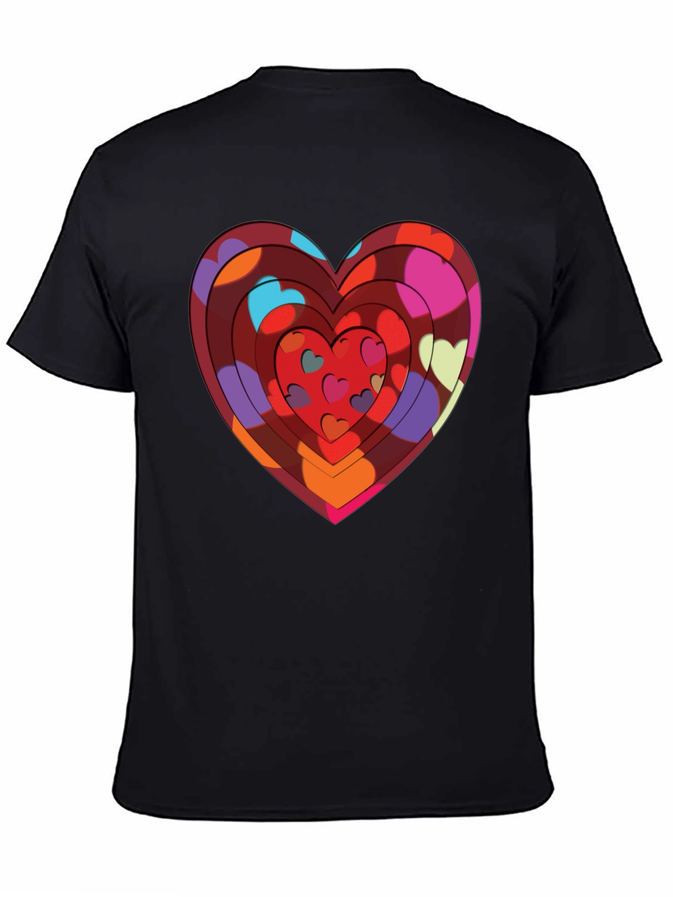 Heart Print Black T-Shirt: Bold & Stylish Design