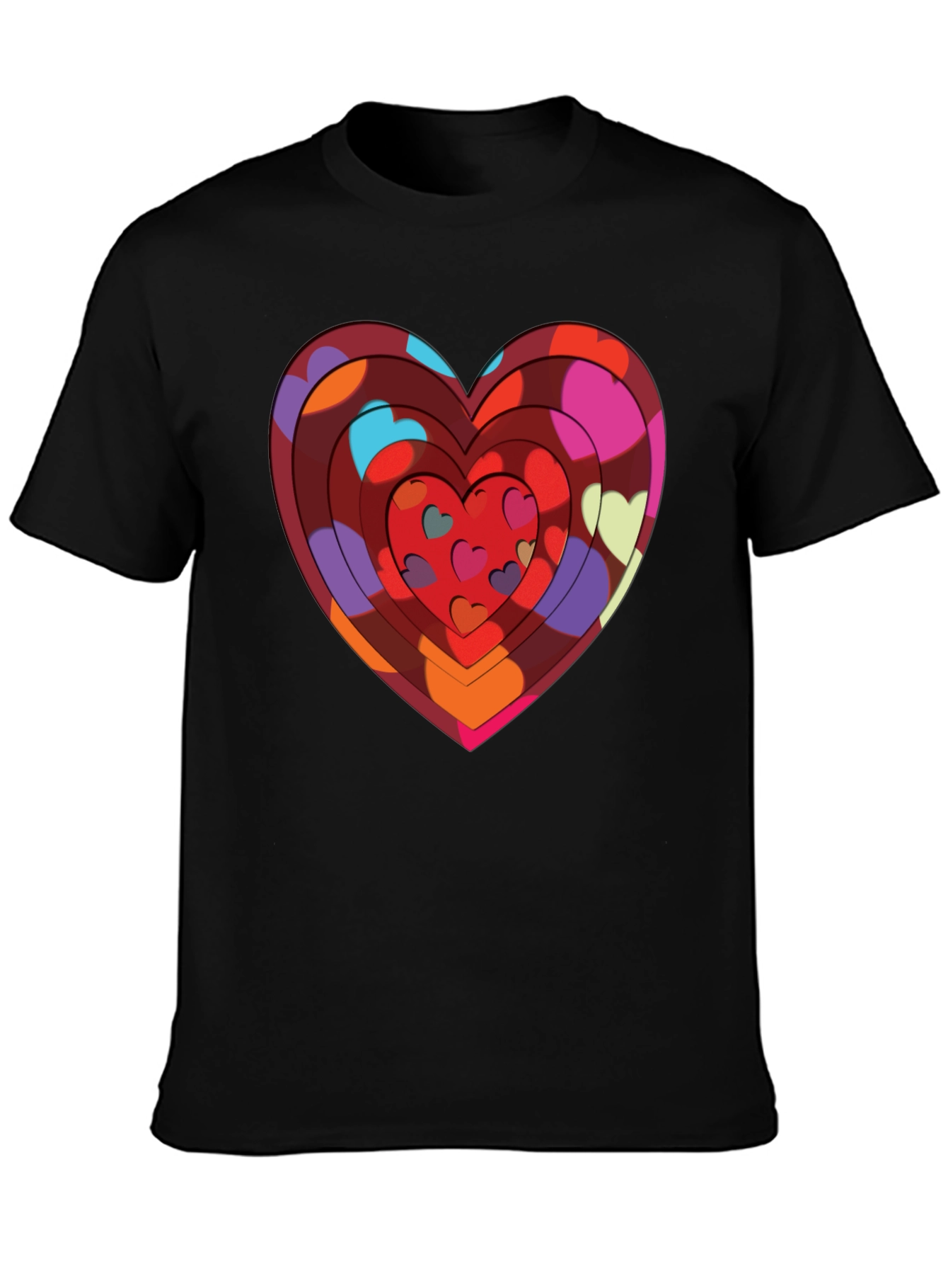 Heart Print Black T-Shirt: Bold & Stylish Design