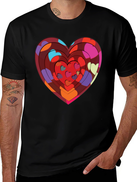 Heart Print Black T-Shirt: Bold & Stylish Design