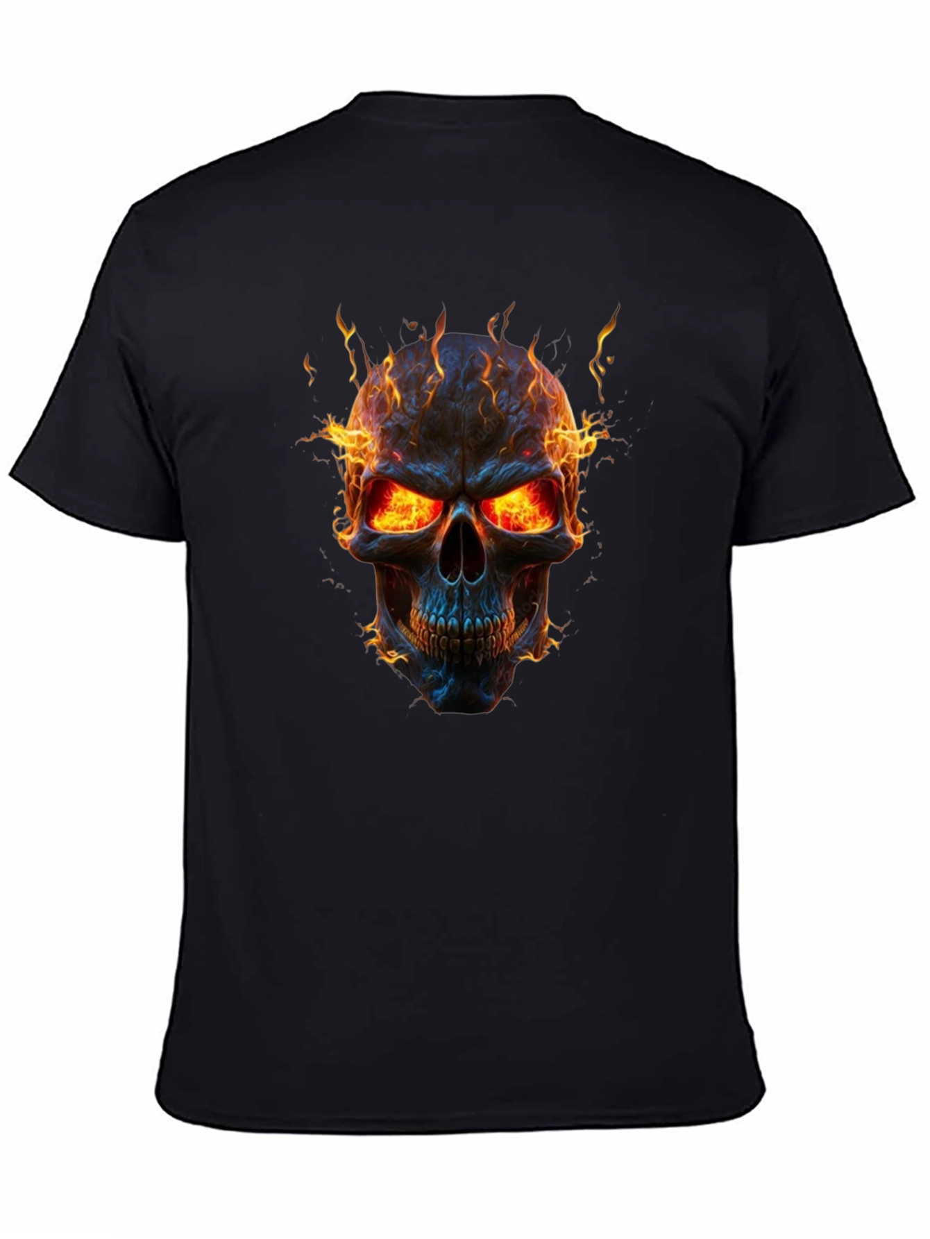 Fiery Skull Graphic Black T-Shirt