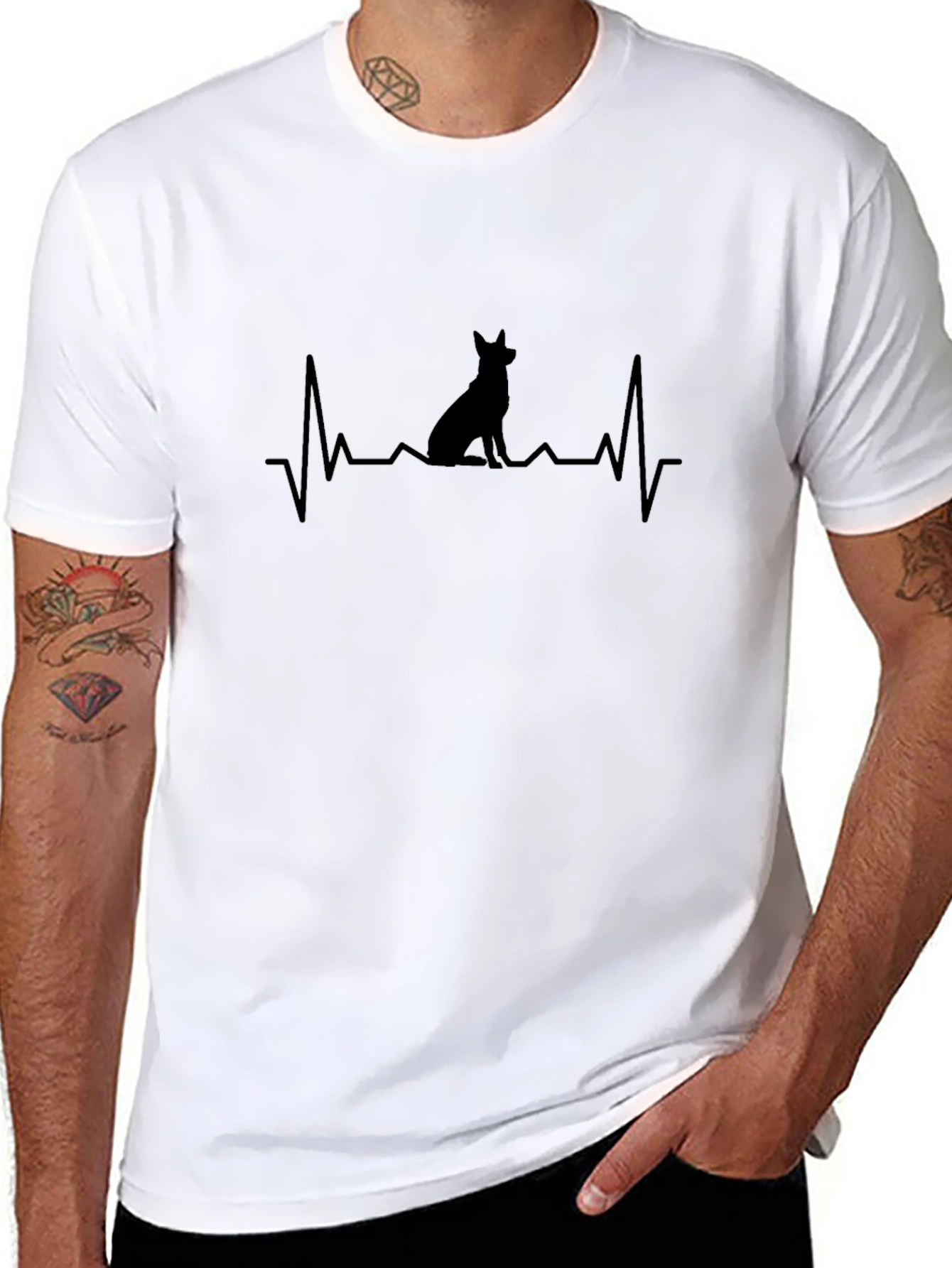 Dog Heartbeat T-Shirt Black Unisex