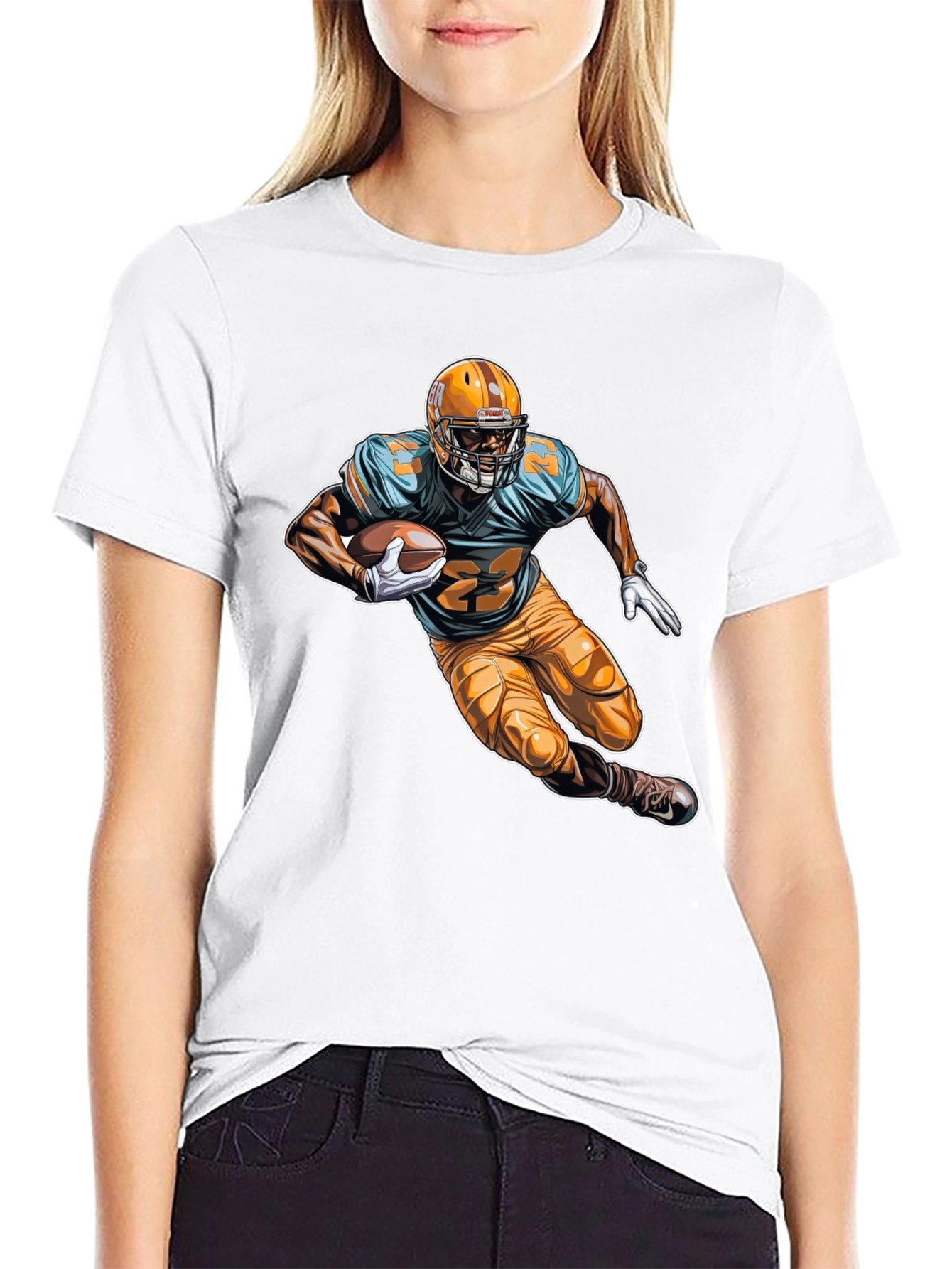 Football Player Graphic Tee - Black