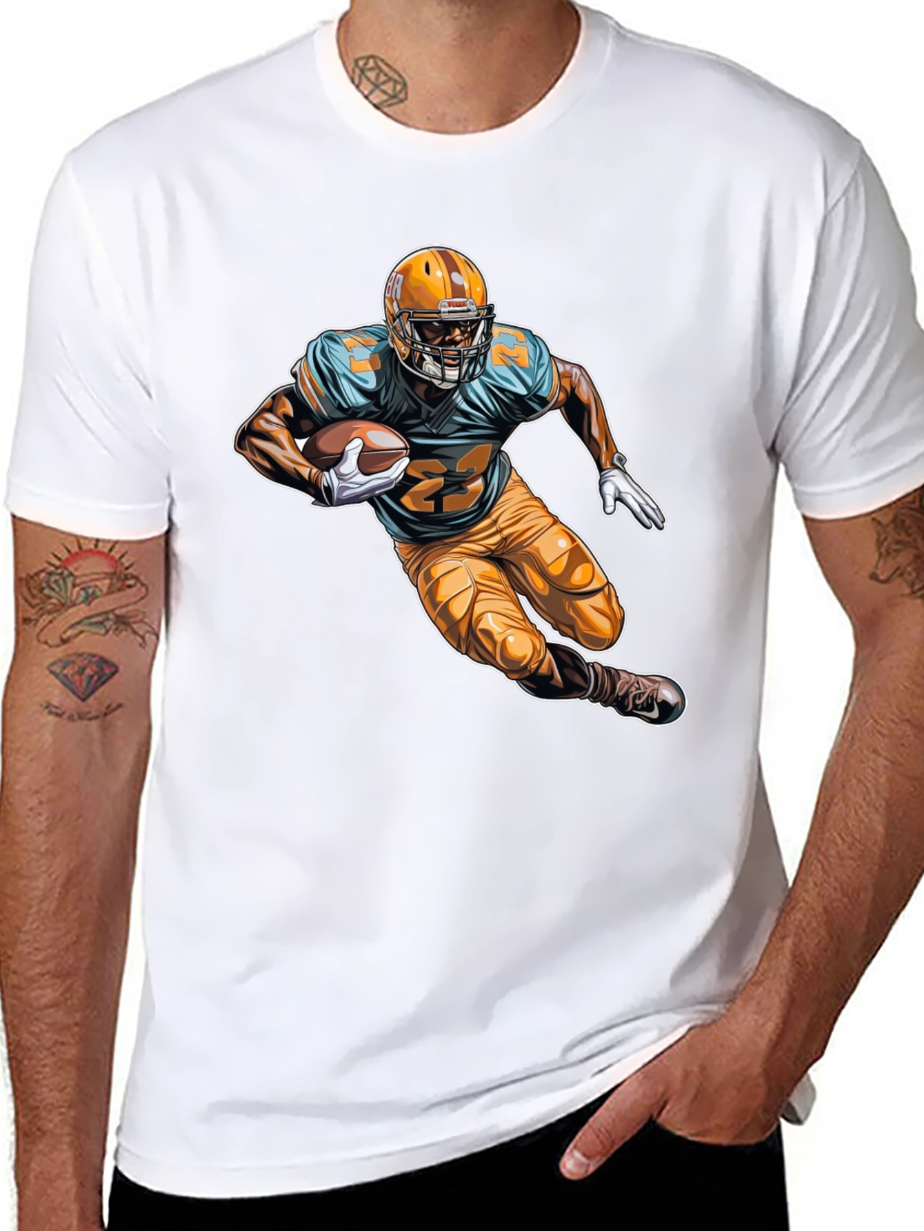 Football Player Graphic Tee - Black