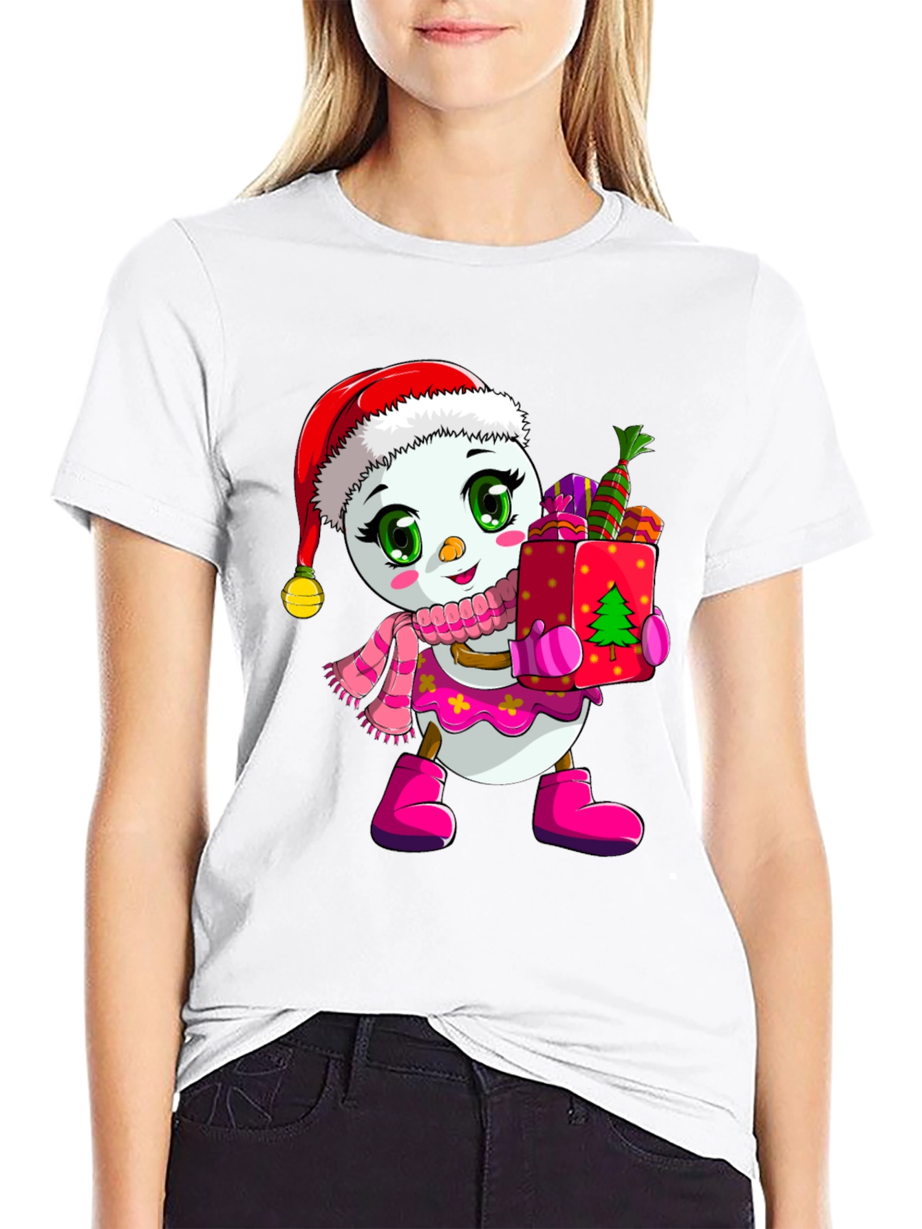 Festive Snowman Graphic Tee - Holiday Cheer