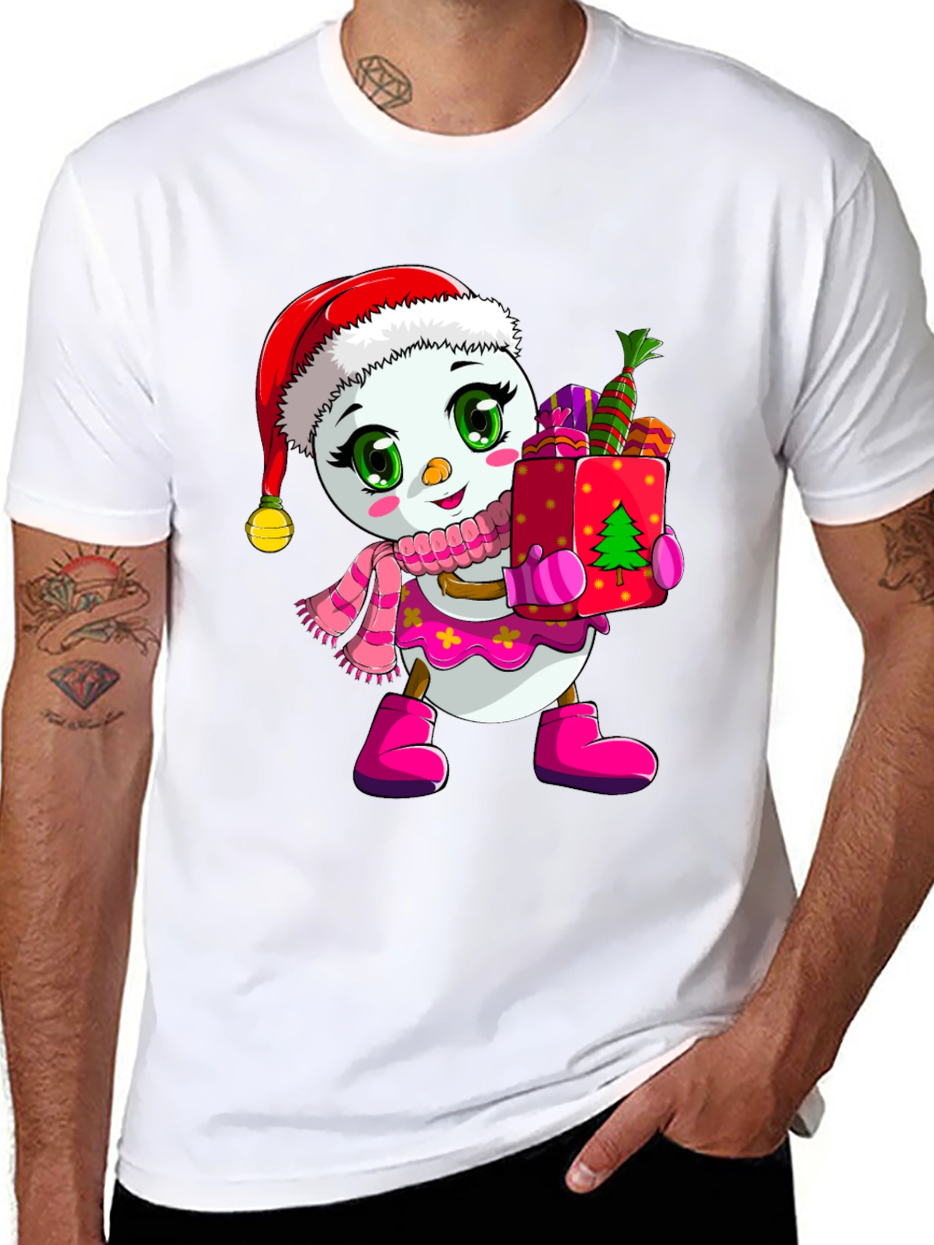 Festive Snowman Graphic Tee - Holiday Cheer
