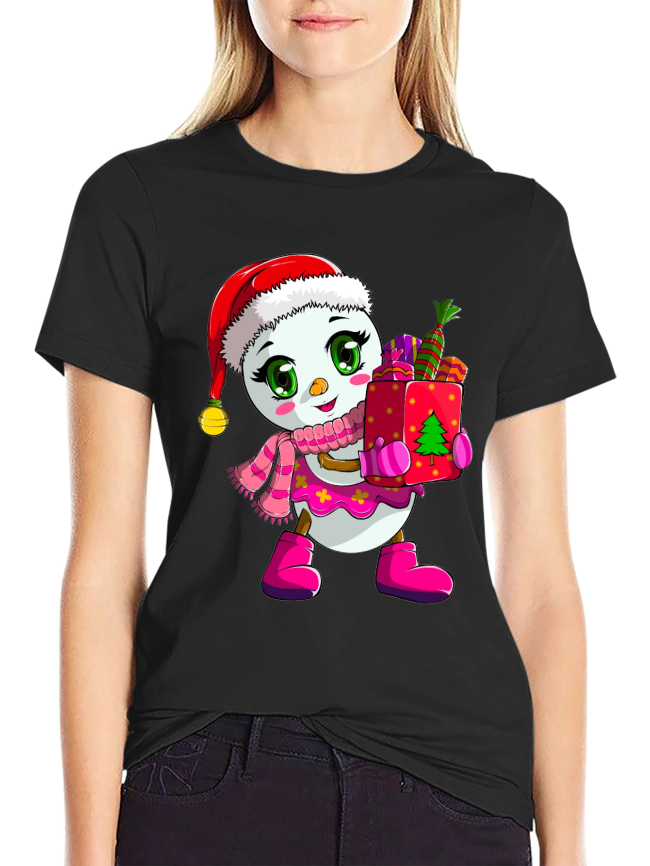Festive Snowman Graphic Tee - Holiday Cheer