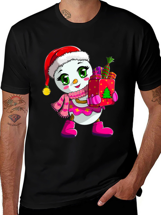 Festive Snowman Graphic Tee - Holiday Cheer