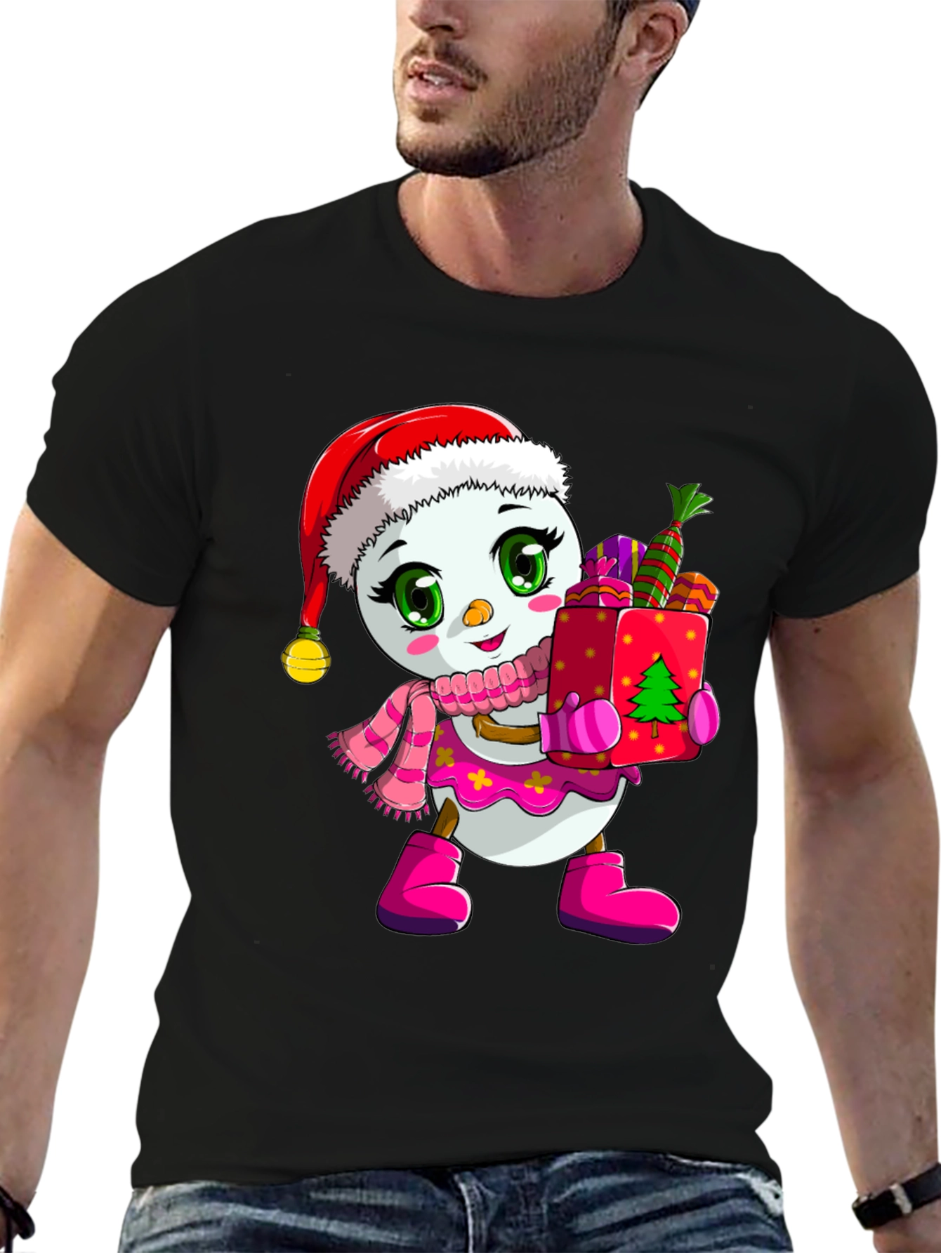 Festive Snowman Graphic Tee - Holiday Cheer