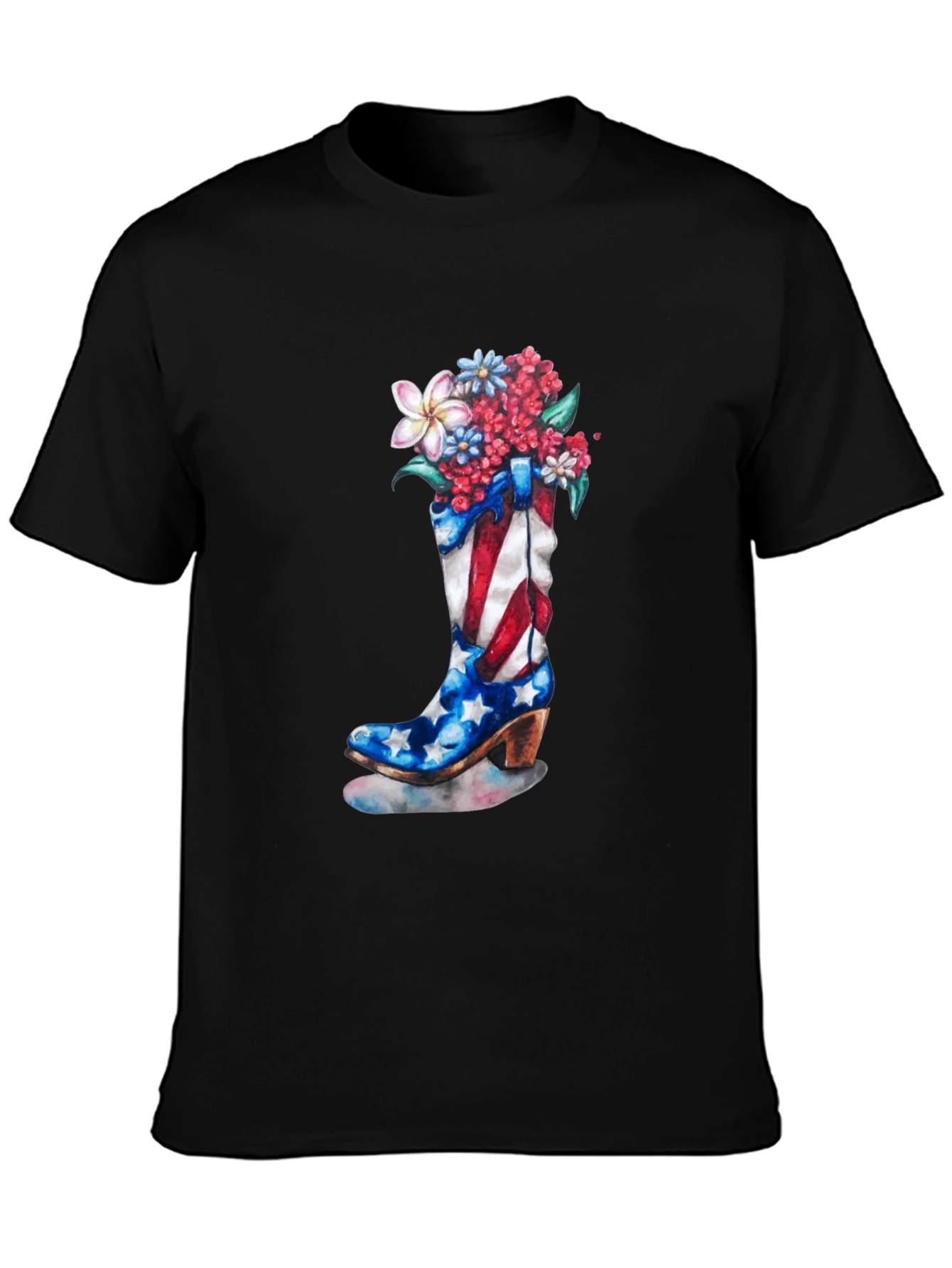 Patriotic Cowboy Boot Floral T-Shirt