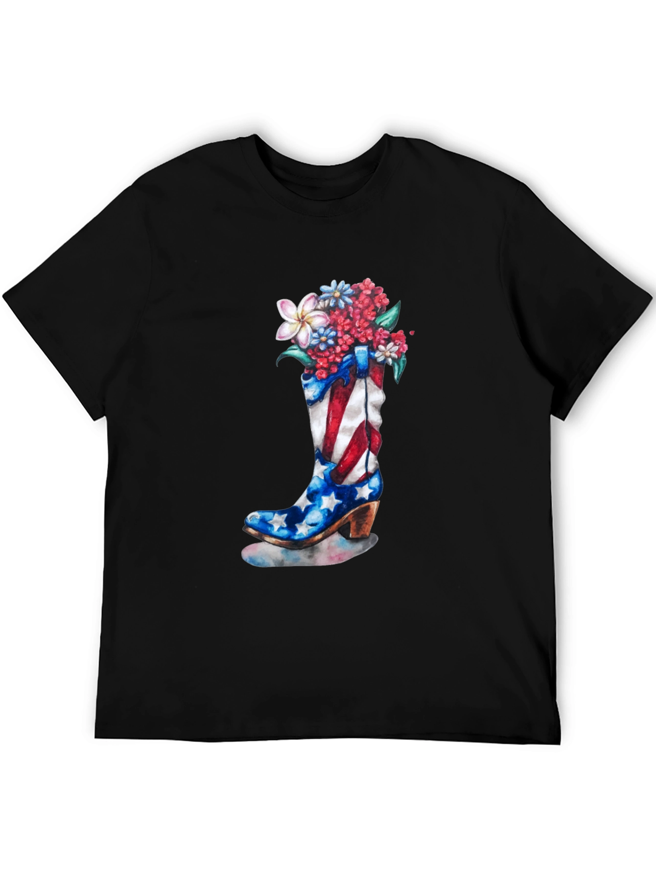 Patriotic Cowboy Boot Floral T-Shirt