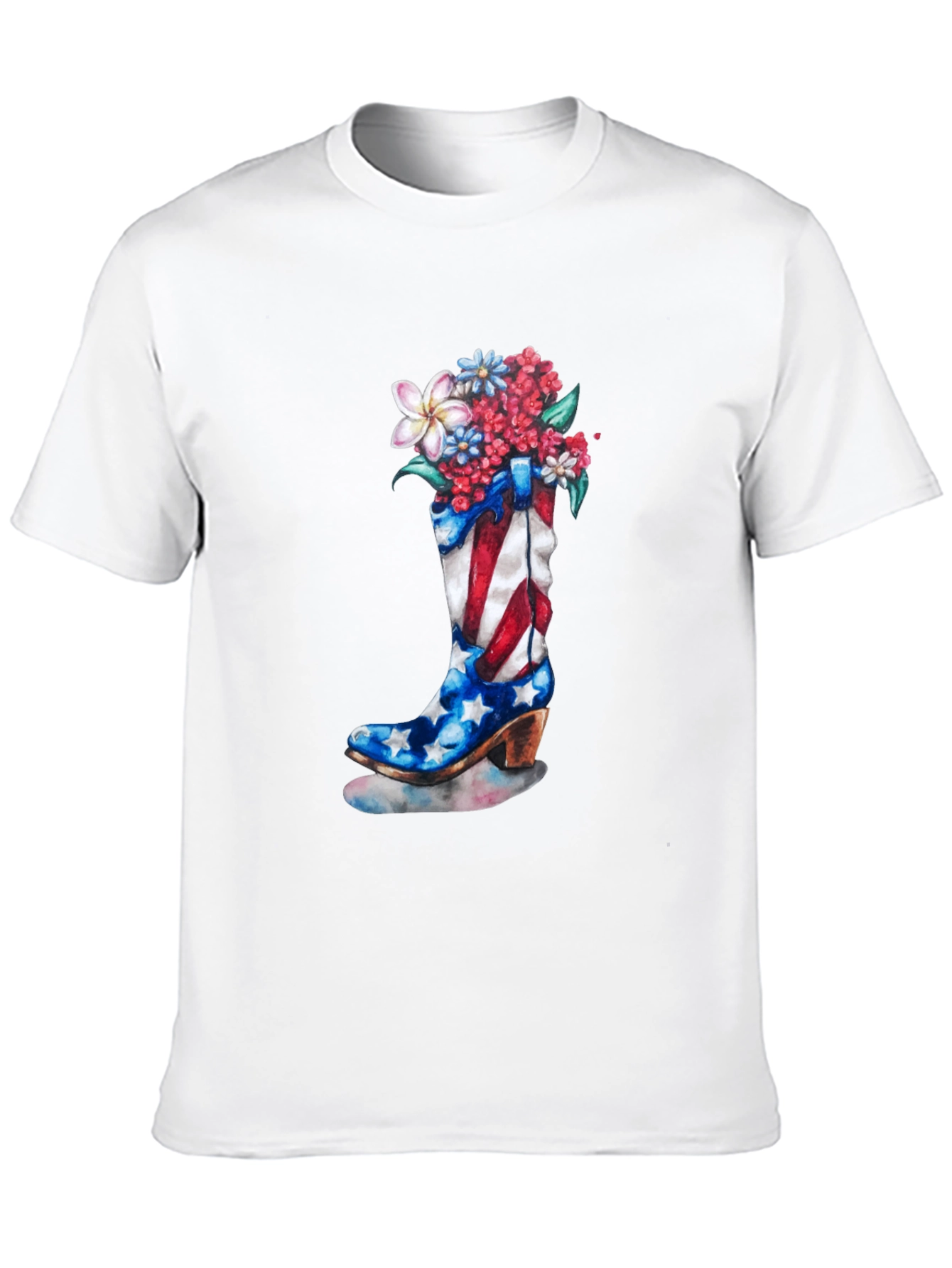 Patriotic Cowboy Boot Floral T-Shirt