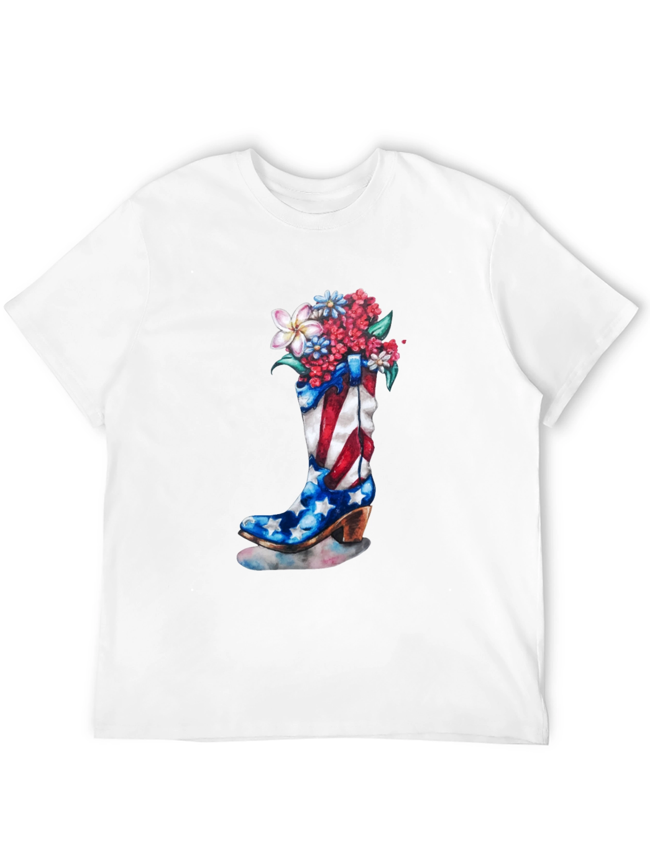 Patriotic Cowboy Boot Floral T-Shirt