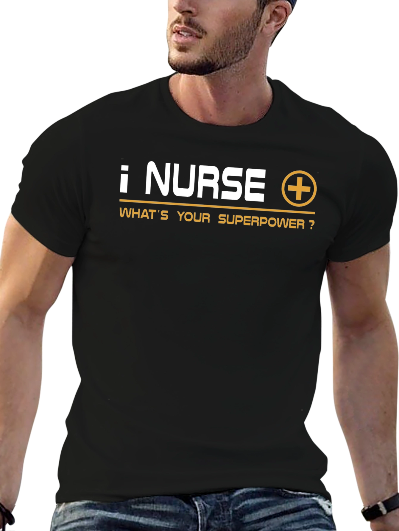 Nurse Superpower T-Shirt - Black Crew Neck Tee