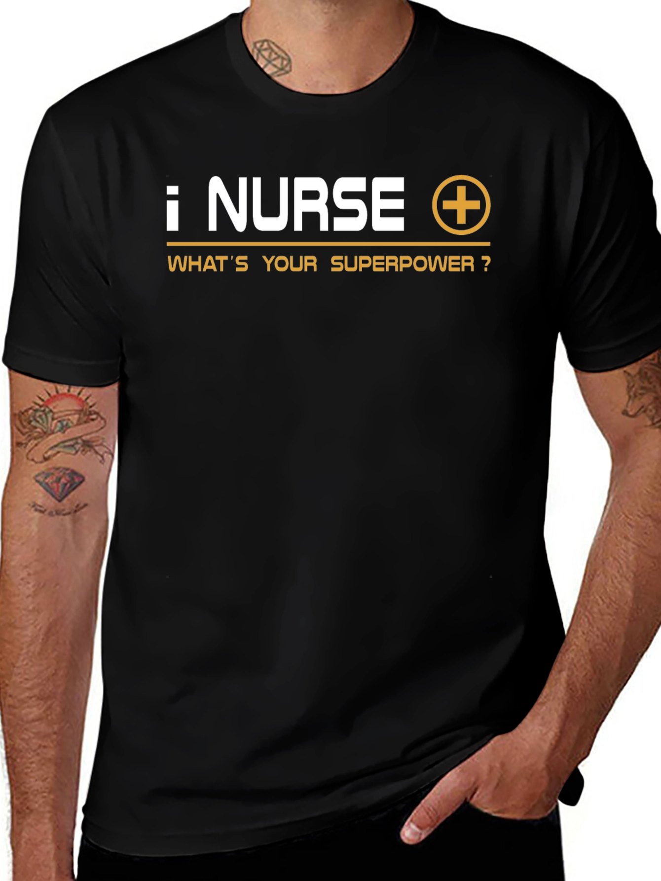 Nurse Superpower T-Shirt - Black Crew Neck Tee