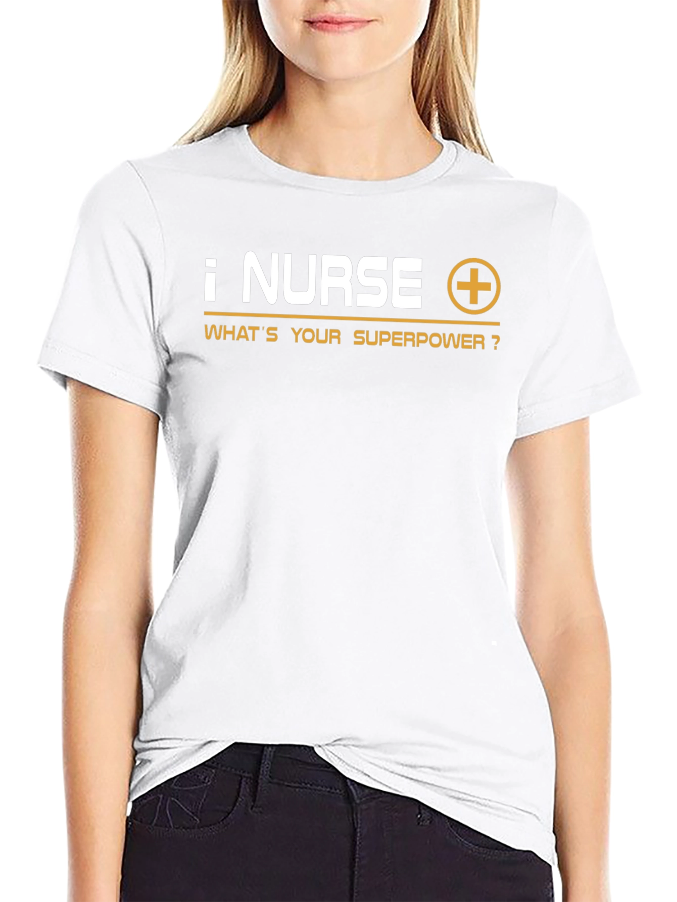 Nurse Superpower T-Shirt - Black Crew Neck Tee