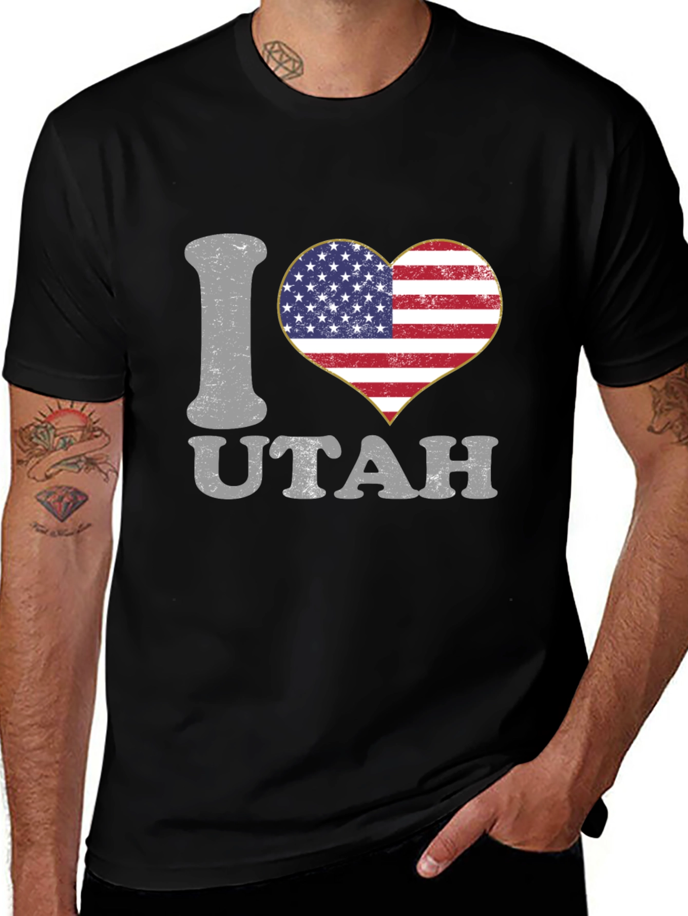 I Love Utah American Flag Heart T-Shirt