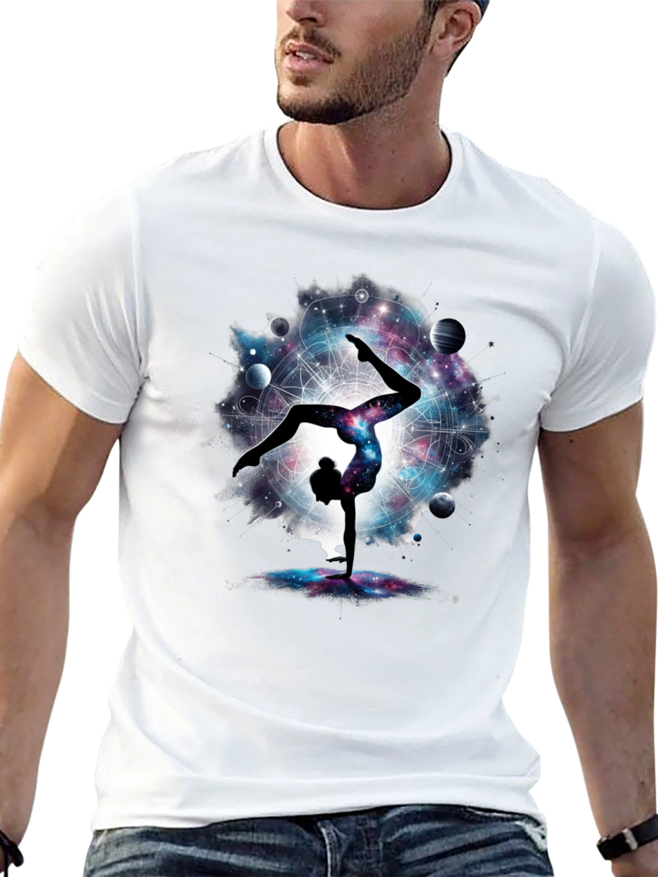 Cosmic Yoga Handstand T-Shirt - Black