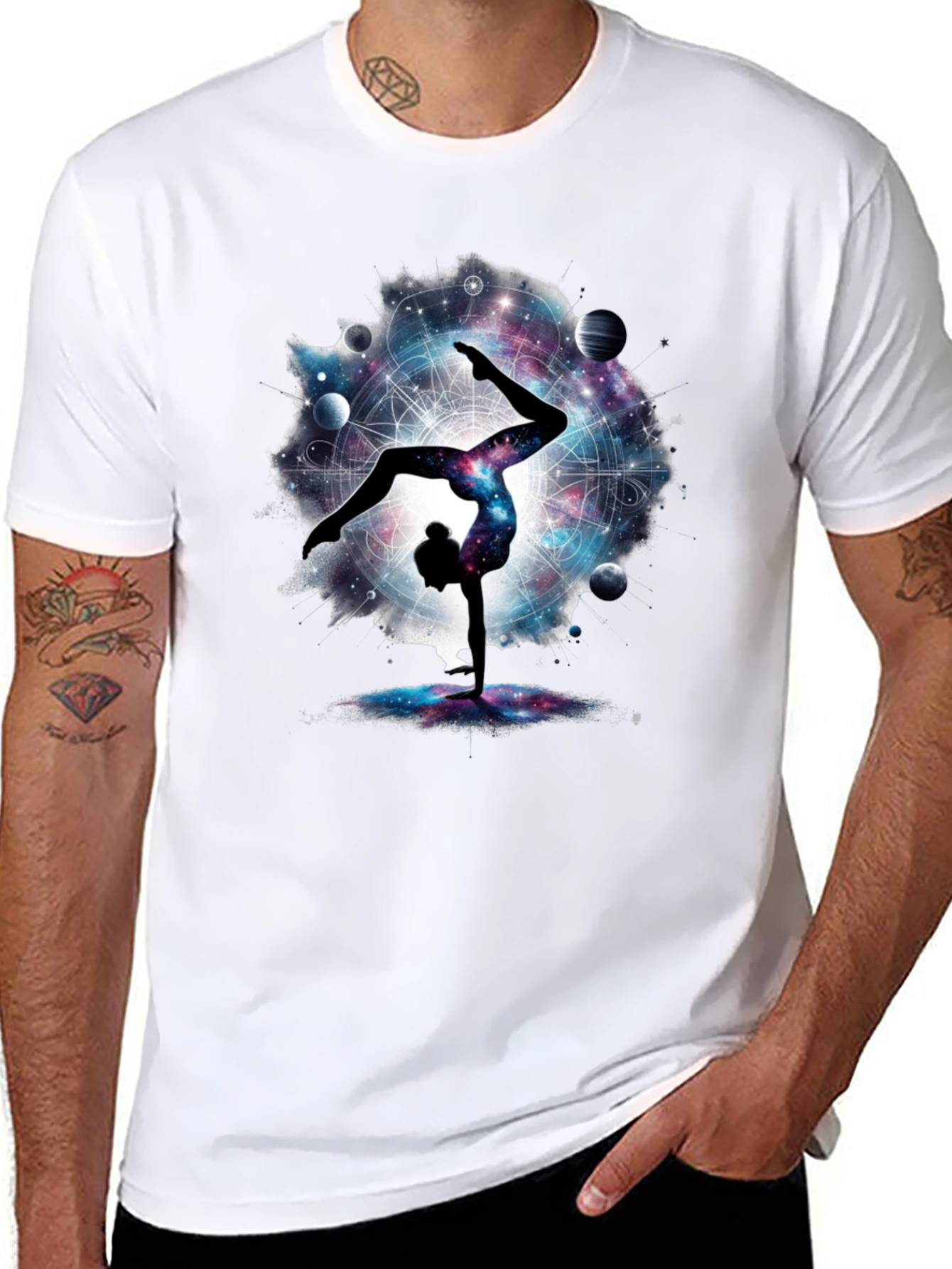 Cosmic Yoga Handstand T-Shirt - Black