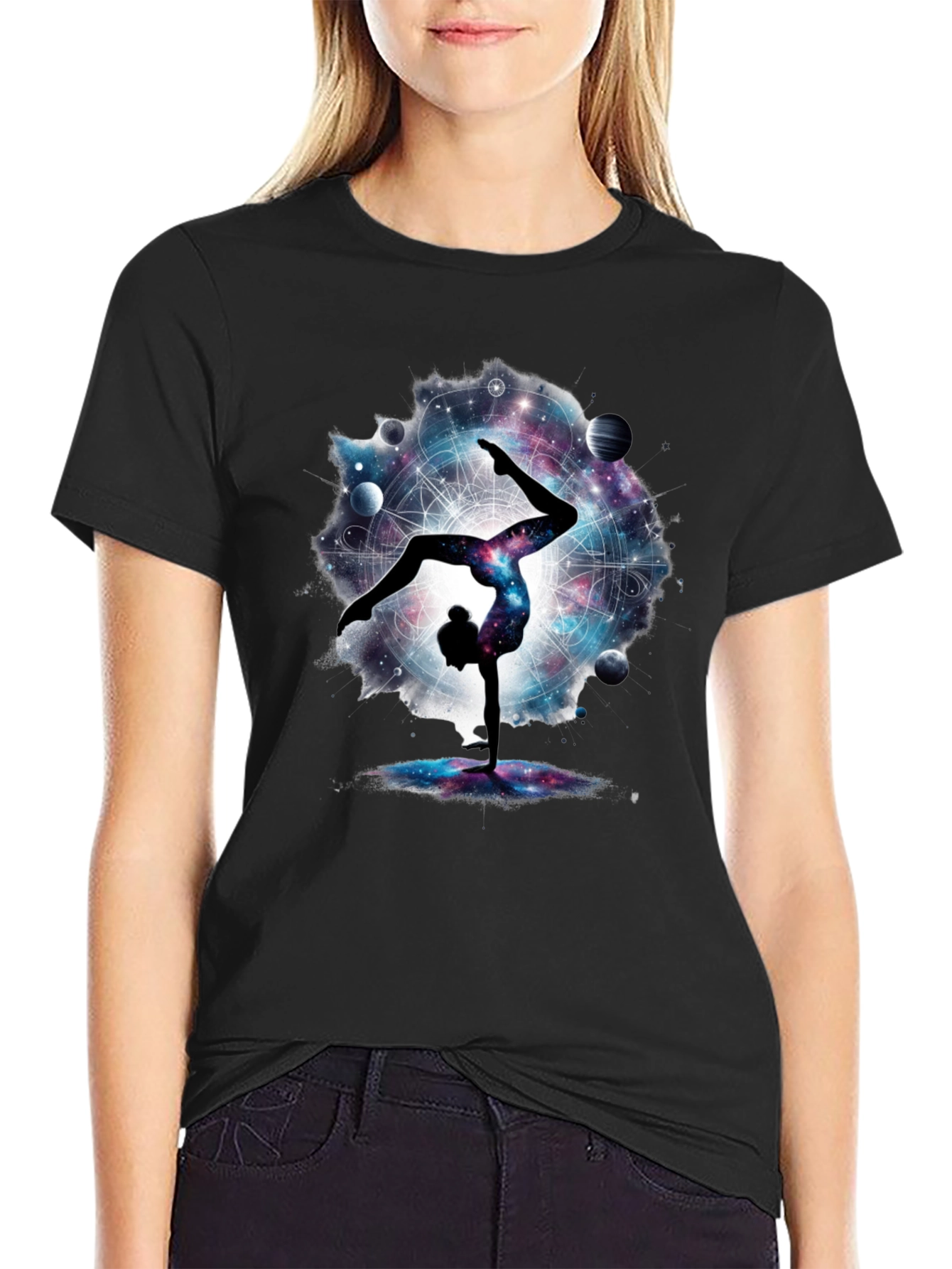 Cosmic Yoga Handstand T-Shirt - Black