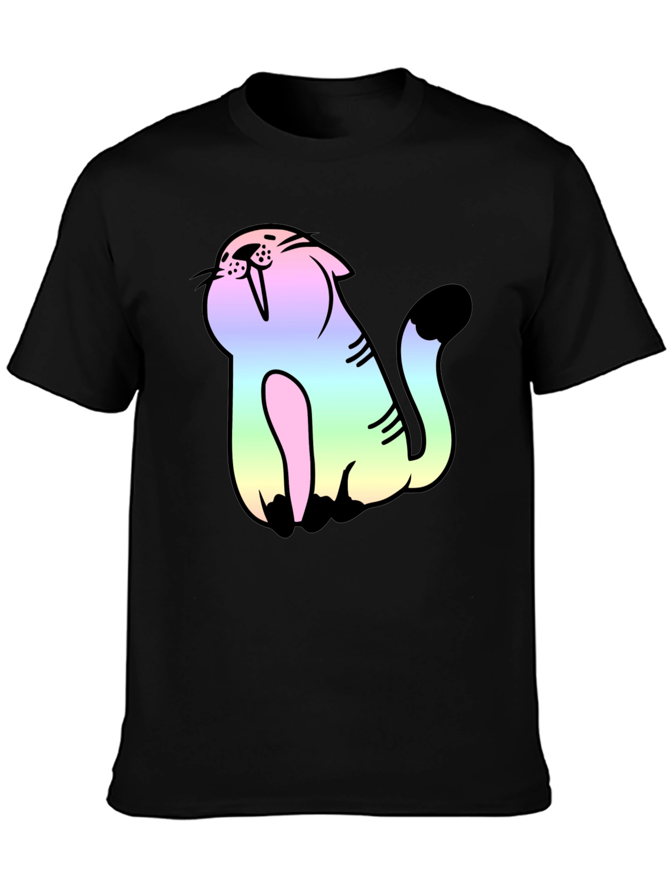 Rainbow Cat Black Tee