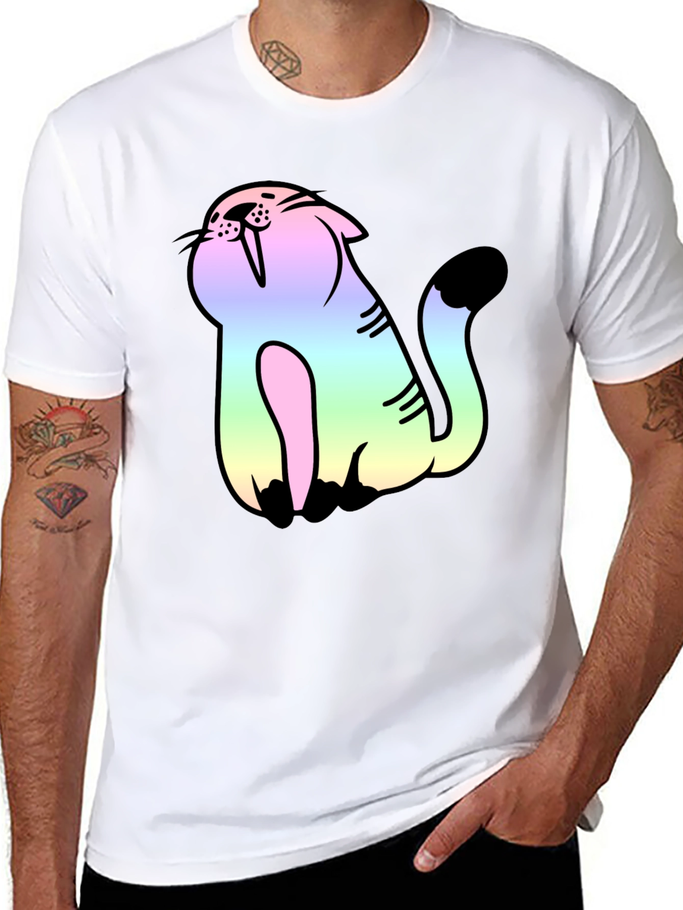 Rainbow Cat Black Tee