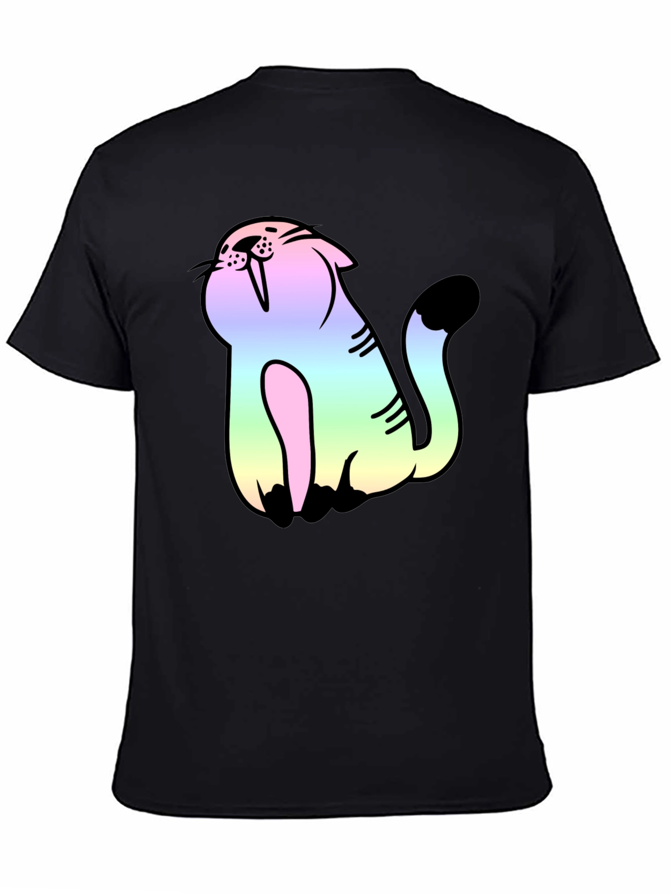 Rainbow Cat Black Tee